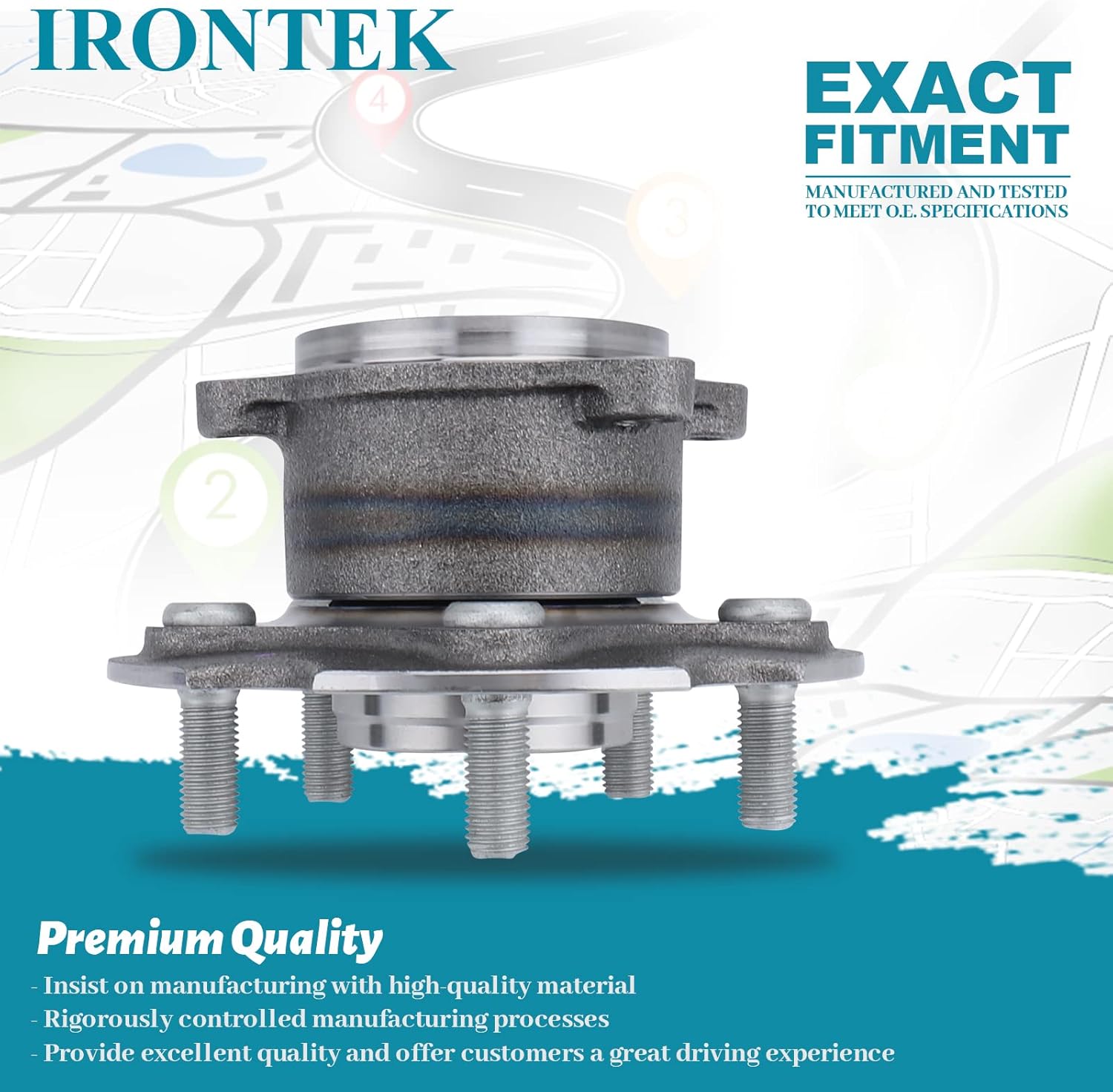 IRONTEK 512374 Rear Wheel Hub and Bearing Assembly Compatible for Lexus 2015-2017 NX200t/2018-2021 NX300/2015-2021 NX300h, for Toyota 2006-2018 RAV4; 5 Lugs W/ABS Wheel Bearing and Hub 1PCS