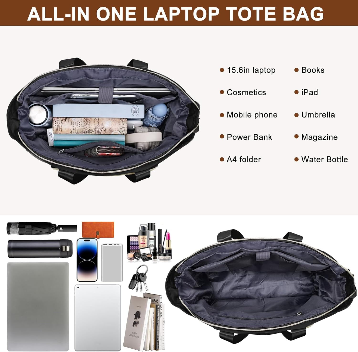 Teacher Tote Bag for Women 15.6in Laptop Bag Work Bags for Women Nurse, Large Utility Shoulder Tote Handbag - Image 4