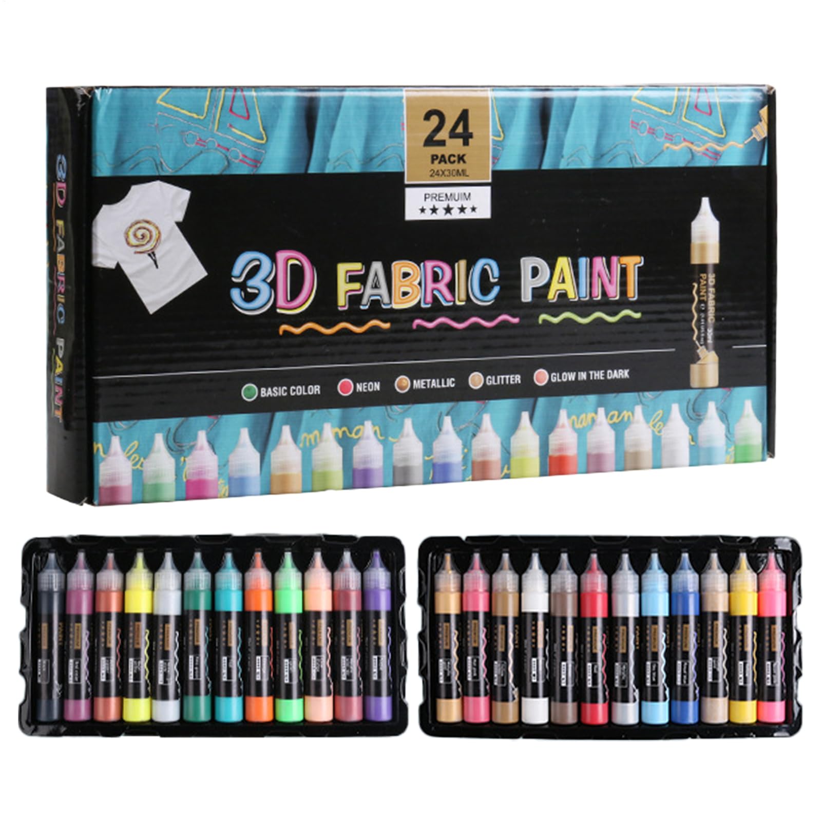 Pintura para Tela Kit de Decoración de Zapatos de 24 Colores | Pintura Para Tejidos De Camisetas para Adultos, Principiantes, Artistas, Estudiantes de Arte, Hombres y Mujeres