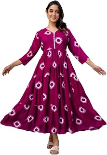 Devek Enterprises Women's Fit and Flare Long Rayon Maternity Dress Easy Breastfeeding Dress Printed V-Neck Lace Work Mater... Price In India
