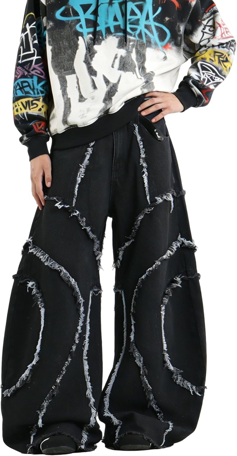 Men's Baggy Jeans Wide Leg Denim Pants Loose Fit Casual Trousers Skater Jeans for 2026