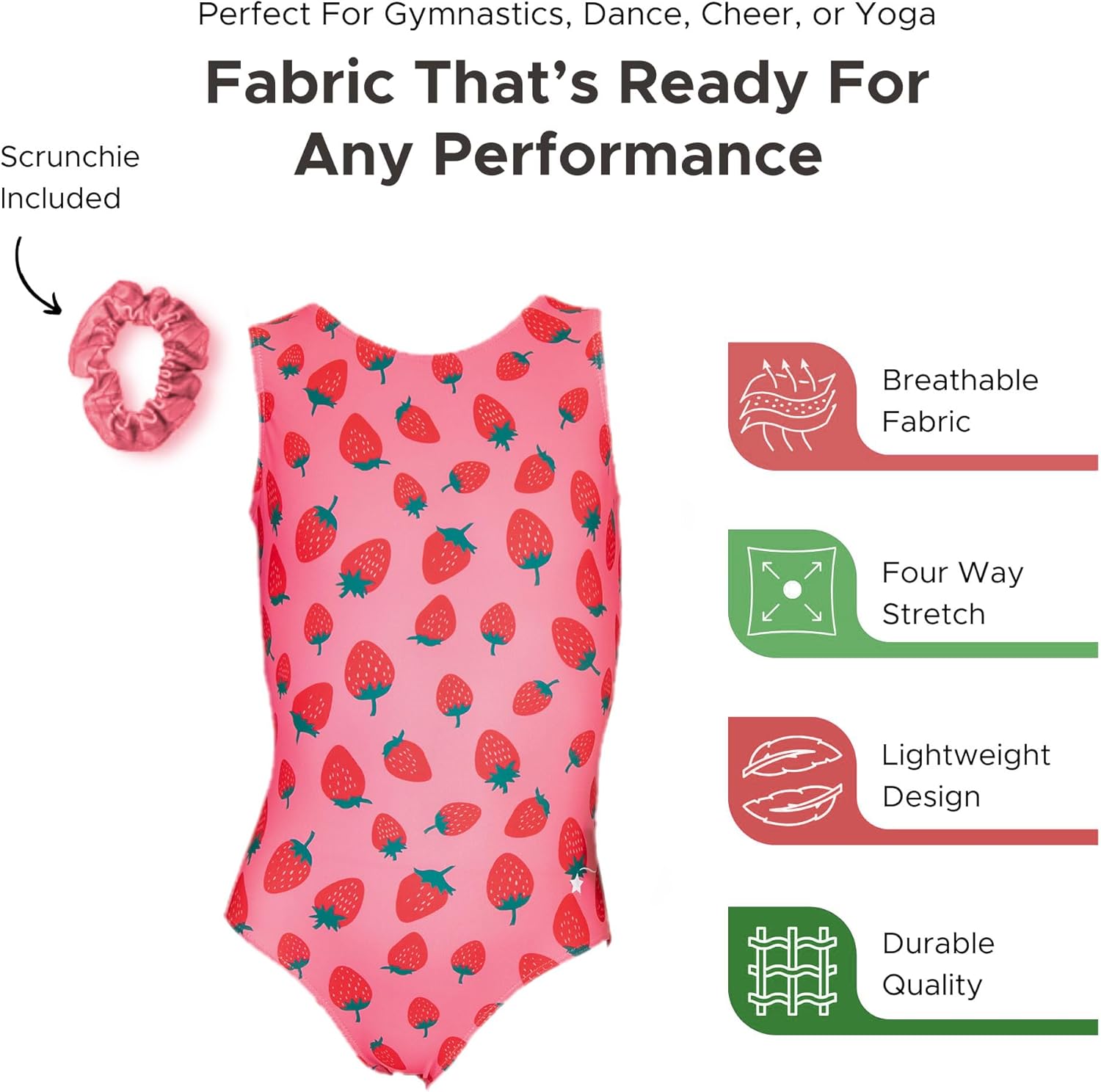 Destira Strawberry Fields Gymnastics Leotard for Girls, Trendy Split-Back Design Dance Activewear - GIRLS/CHILD Sizes - Image 4