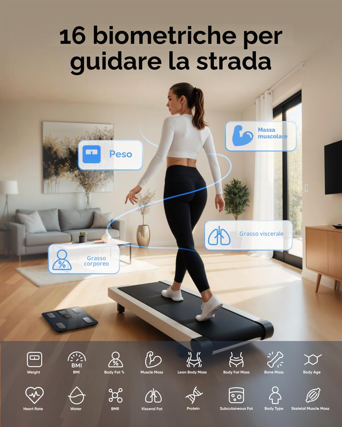 eufy C20 Bilancia pesapersone intelligente, bilancia digitale per grasso corporeo, grande display TFT, Bluetooth, 16 letture per peso, BMI e così via, multi-modalità, alta precisione