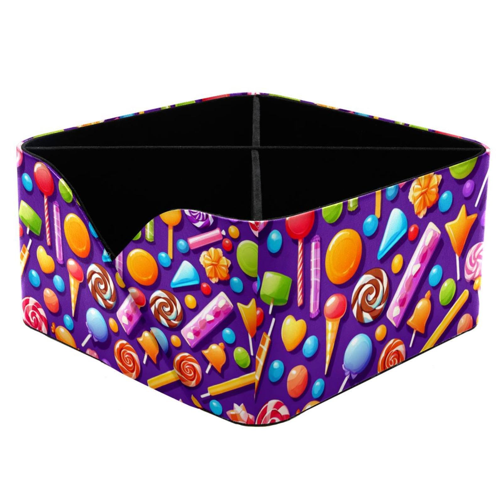 Boîte de rangement rectangulaire motif bonbon violet pour cosmétiques et outils