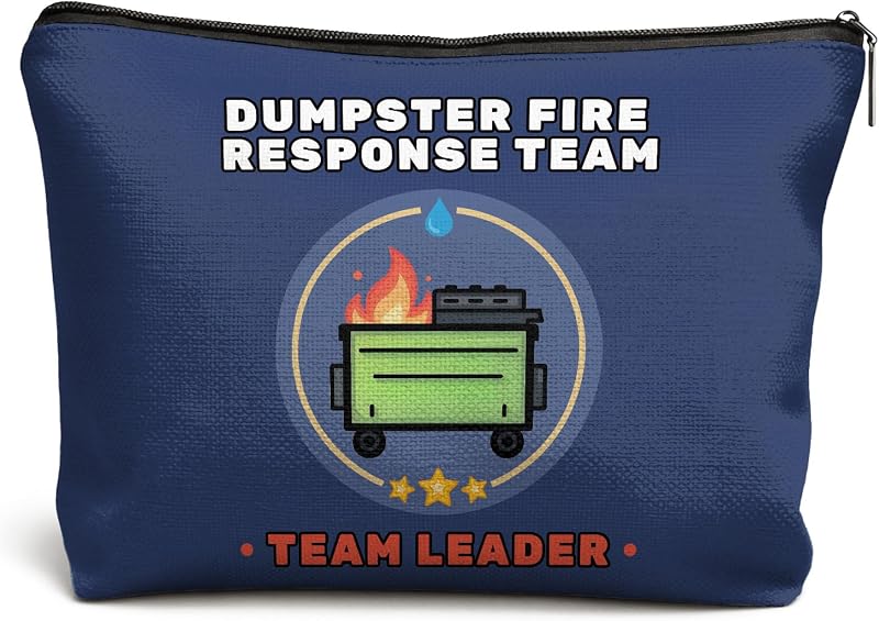 Necessaire de maquiagem DOFQZ com estampa Dumpster Fire Response Team, fechamento com zíper
