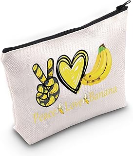Funny Banana Cosmetic Makeup Bag Banana Lover Gift Peace Love Banana Makeup Zipper Pouch Bag Fruit Lover Gift (Peace Banana)