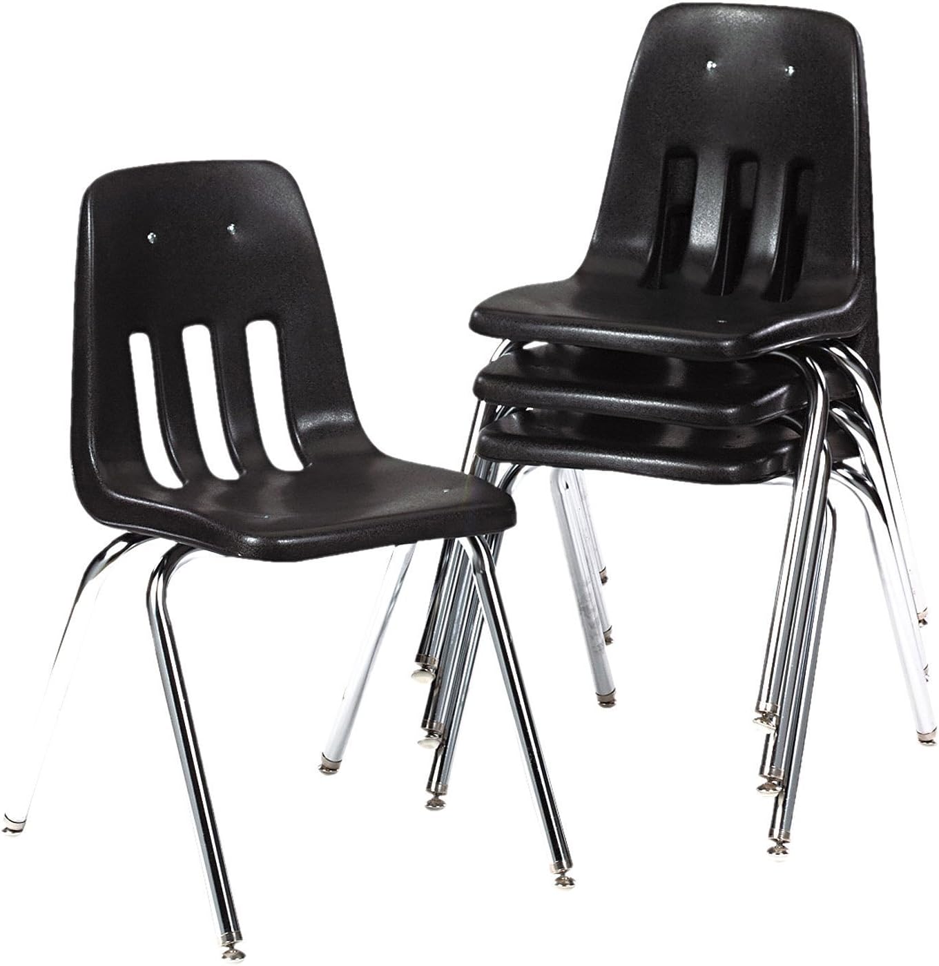 Virco Student Chair, Navy, Soft Plastic Shell, 18" Seat Height, Chrome Frame, for 5th Grade to Adults, 4 Pack (9018-BLU51) : Office Products