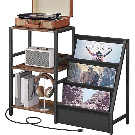 Record Player Stand - ETHR34E01: A Timeless Turntable Stand with Vinyl Storage