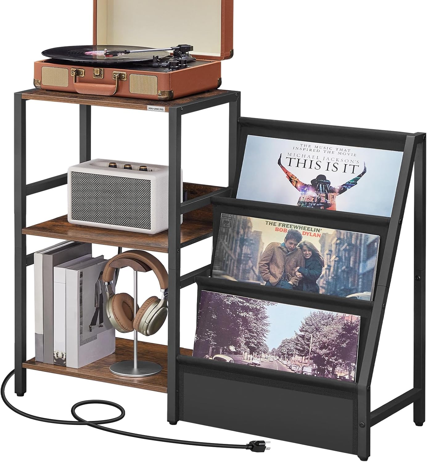 Amazon.com: MAHANCRIS Record Player Stand, Turntable Stand with Vinyl ...