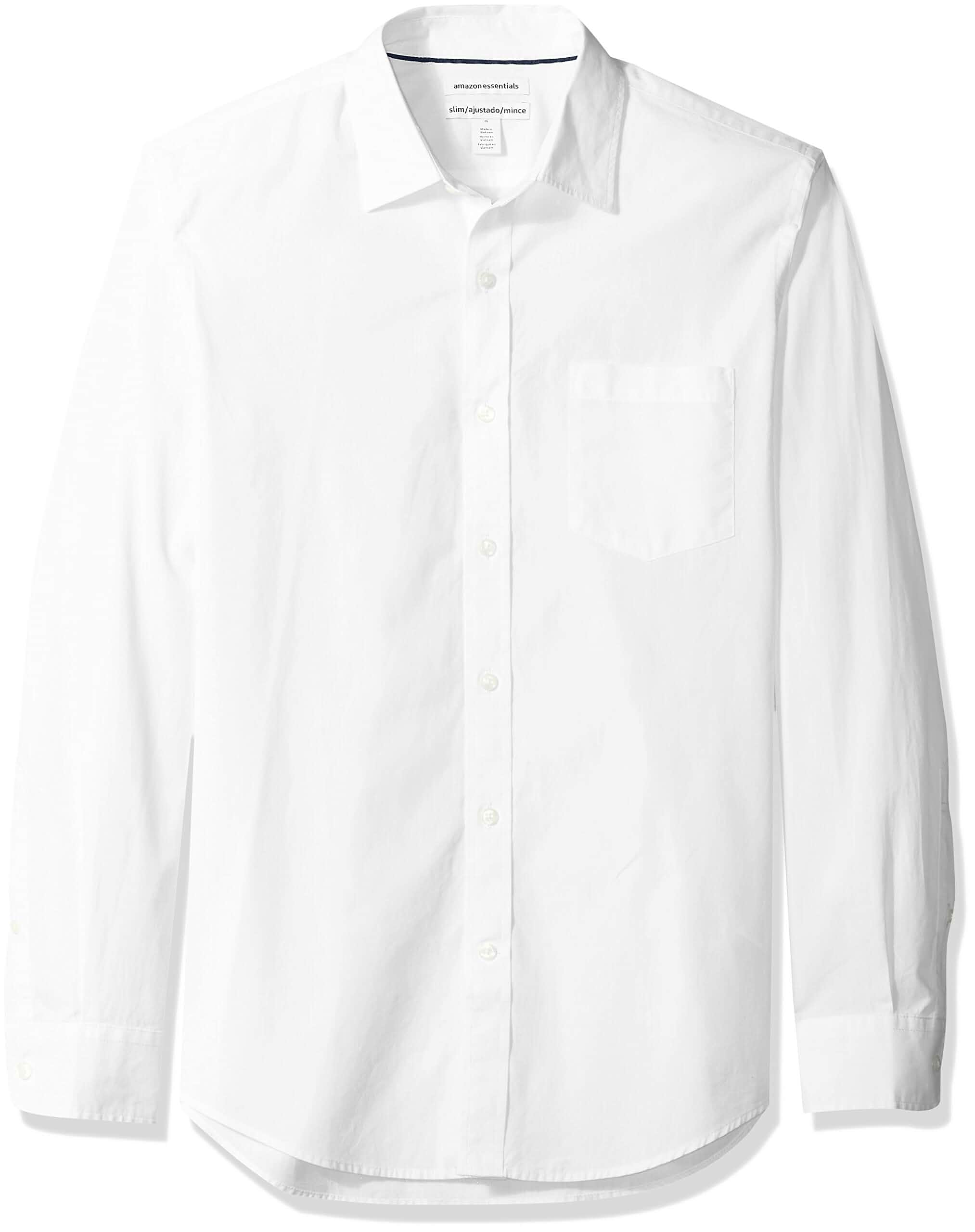 Amazon Essentials Men's Regular-Fit Long-Sleeve Casual Poplin Shirt, Button Front, Business Casual, Collared Long Sleeve
