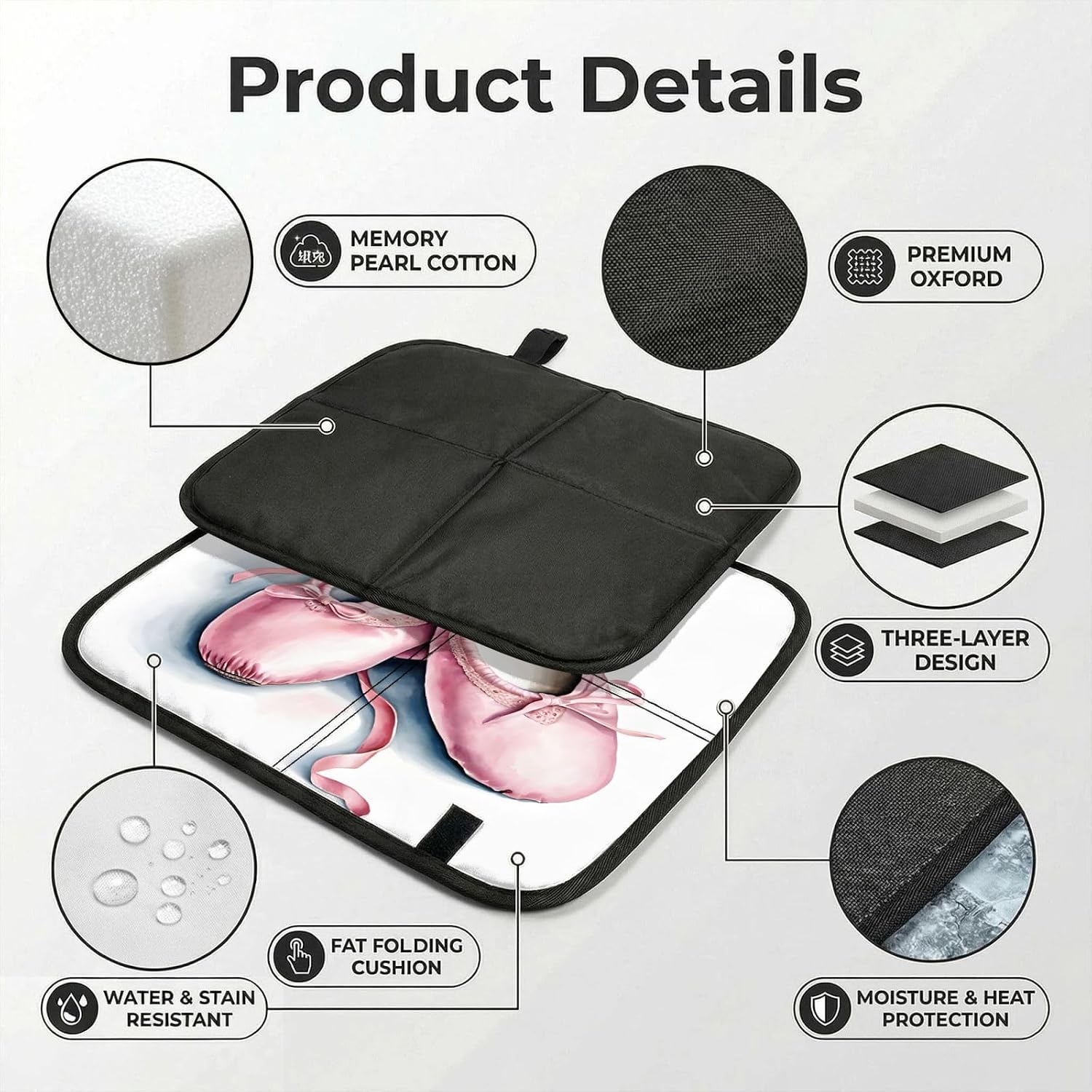 (Ballet Dancer) Sitting Pad Foldable Seat Cushion Lightweight Camping Seat Mat with Hook for Outdoor Hiking Picnic Camping