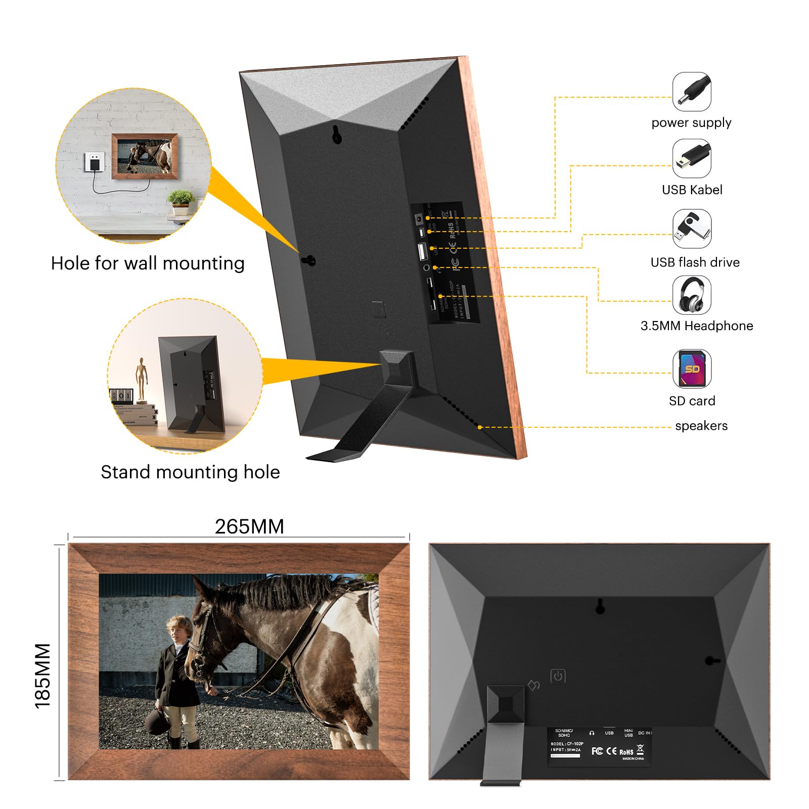 Kodak Digitaler Bilderrahmen WLAN 10.1 Zoll HD IPS-Touchscreen 32 GB Speicher