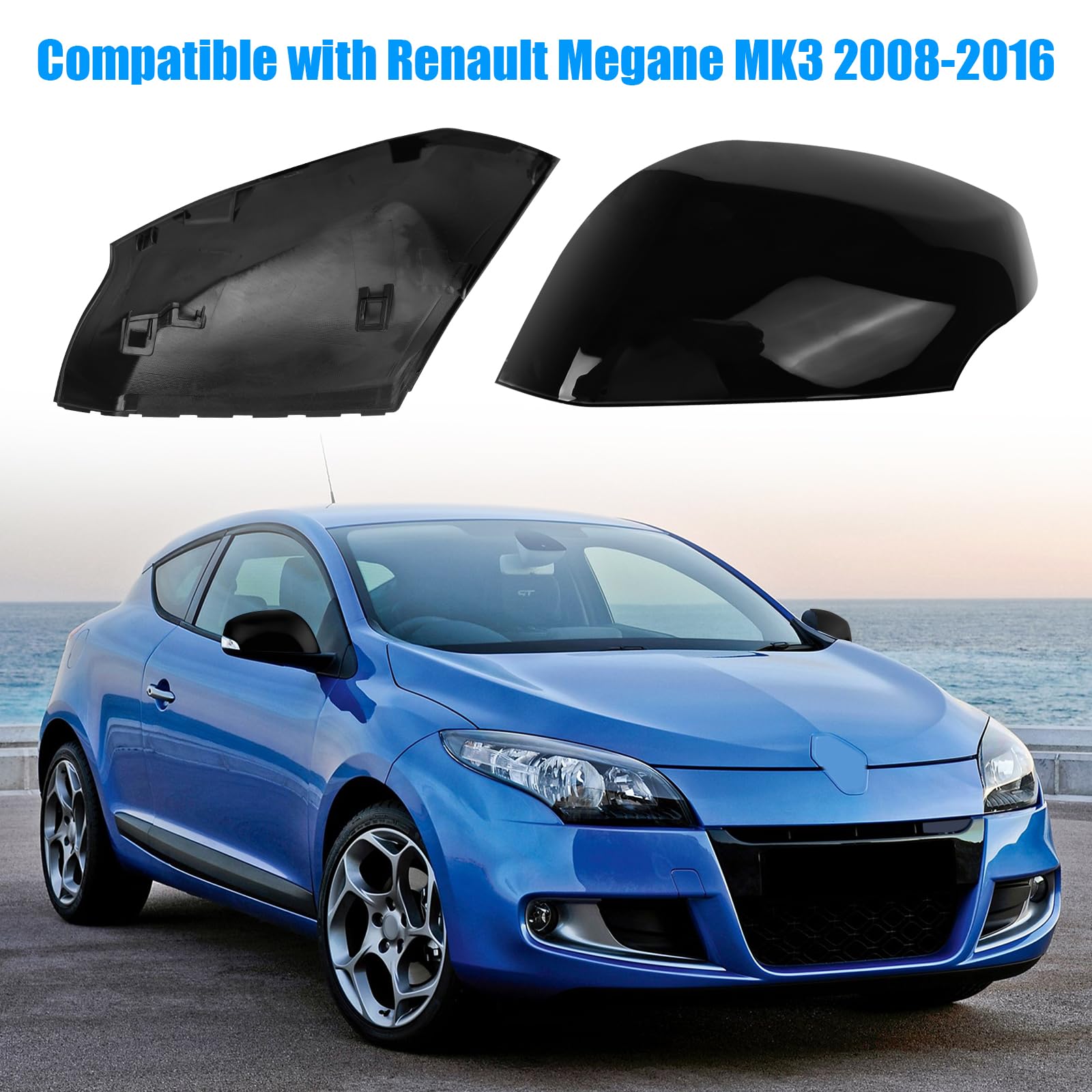 Cappuccio Specchietto Retrovisore Compatibile Con Renault Megane MK3 2008-2016, Copertura In ABS Con Strisce Grigie - 963730077R