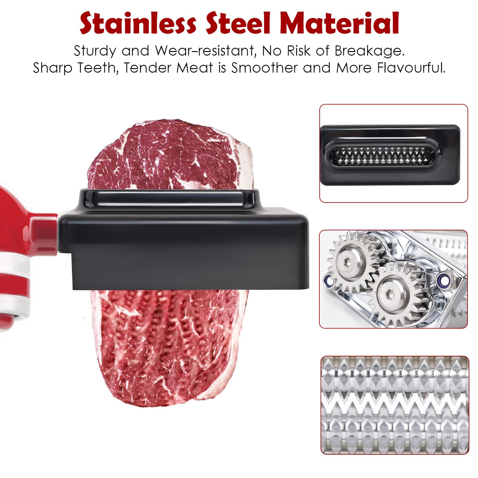 Meat Tenderizer Attachment For KitchenAid Stand Mixers - Aluminum Meat Pounder Tool (Black) - View #12