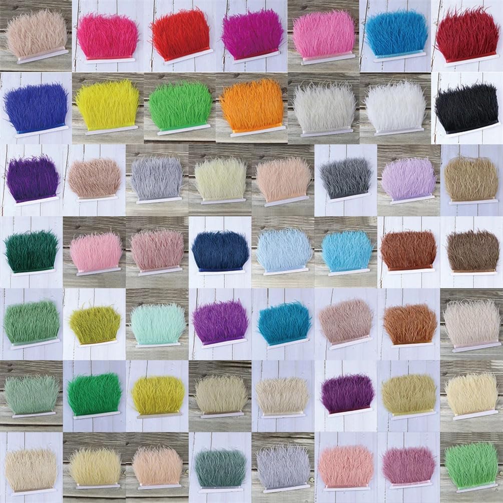 フェザーフリンジトリムリボン、 オーストリッチ フェザー トリム リボン 8-10cm 1m マルチカラー(Fruit EN8)