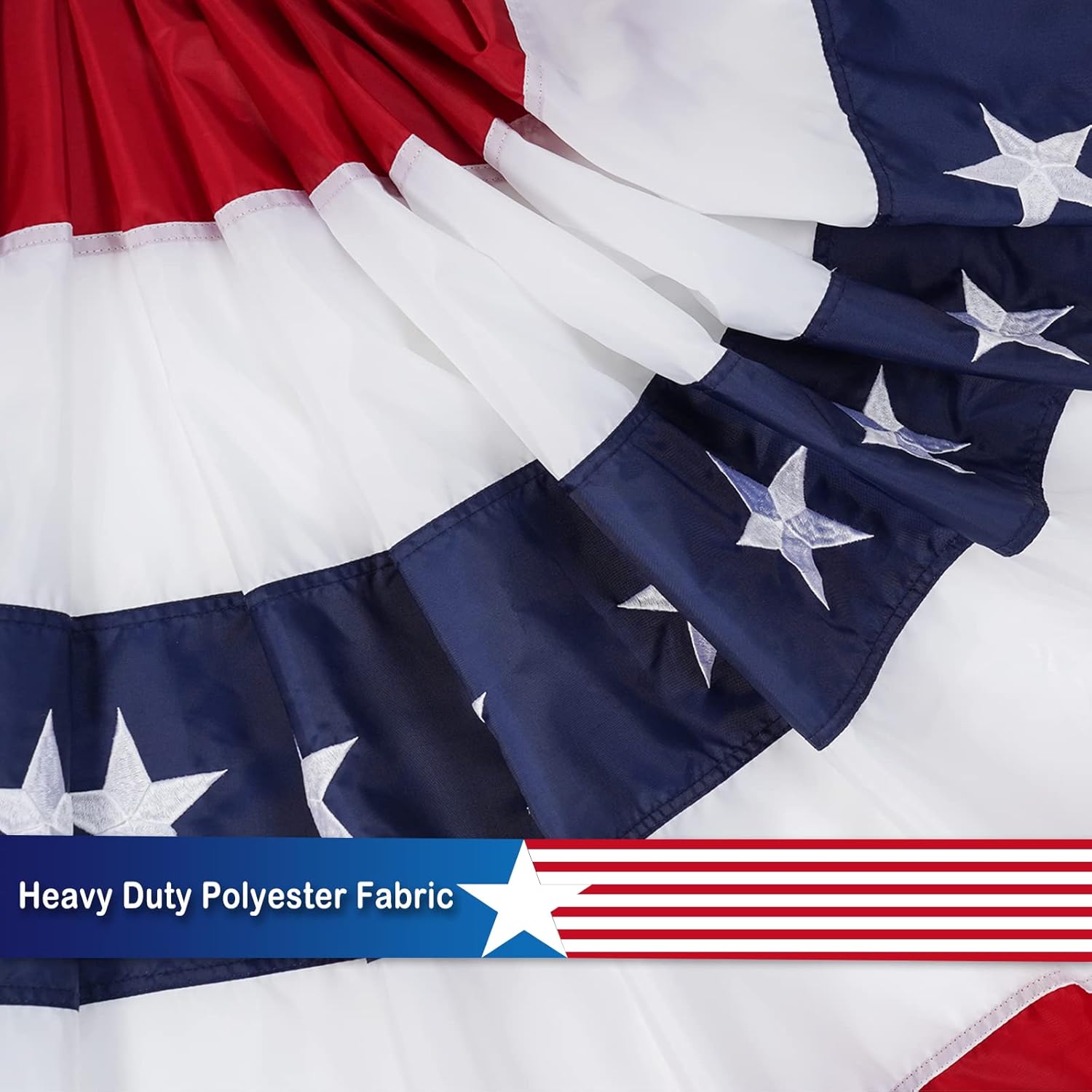 SYII Bunting Flag 1.5x3 Feet Outdoor, Embroidery Stars American US Bunting Flags with 3 Brass Grommets, Patriotic Half Fan Banner for Fourth of July Decor, 4th of july Decorations Outdoor - Image 5