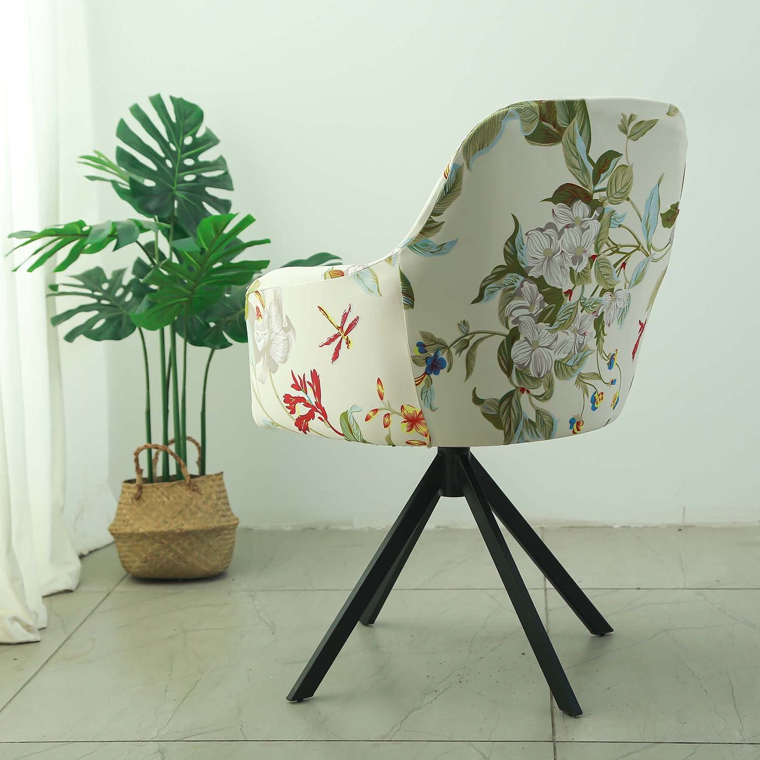 XGANGM Fodera per Sedia da Pranzo con Braccioli Elasticizzato 2/4/6 Pezzi Coprisedia Elegante con Schienale Velluto Poltroncina Fodera Soggiorno Copertura Sedia da Scrivania,B,2PCS