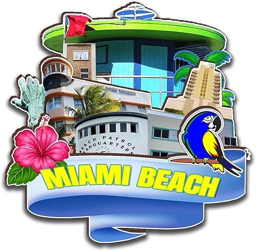 Imán de madera para nevera, diseño 3D de Miami Beach, Florida, Estados Unidos, decoración de recuerdos coleccionables, hecho a mano