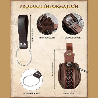 Viking Belt Men 2pcs 4pcs Medieval Knight Retro Leather Belt, Purse Fanny Pack Key Ring Set