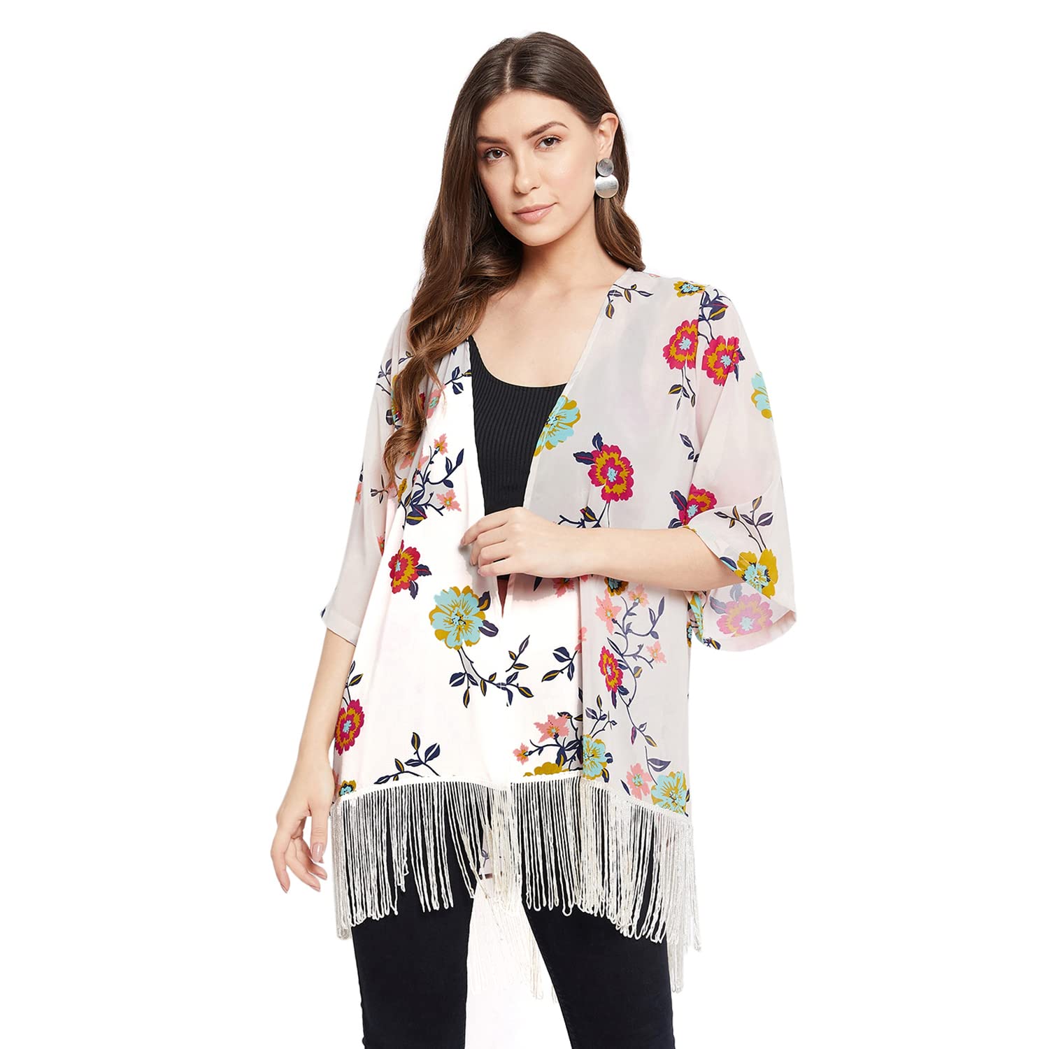 Women's Polyester Casual Shrug Sweater (EN3057SRGWHTMULTI_White-image-32