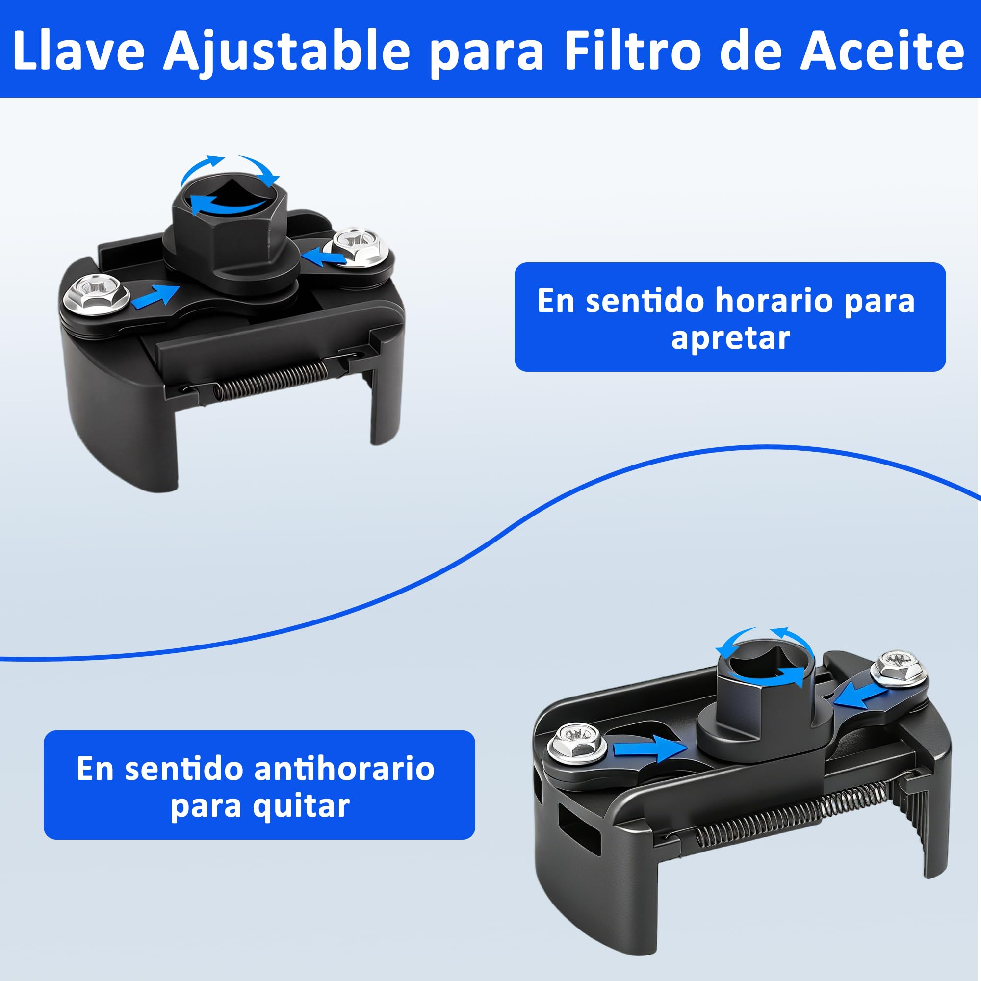 Xahpower Llave Filtro Aceite Universal 60mm-80mm, Antideslizante y Ajustable, Herramienta para Reemplazo del Filtro de Aceite en Vehículos Pequeños y Medianos — view 3