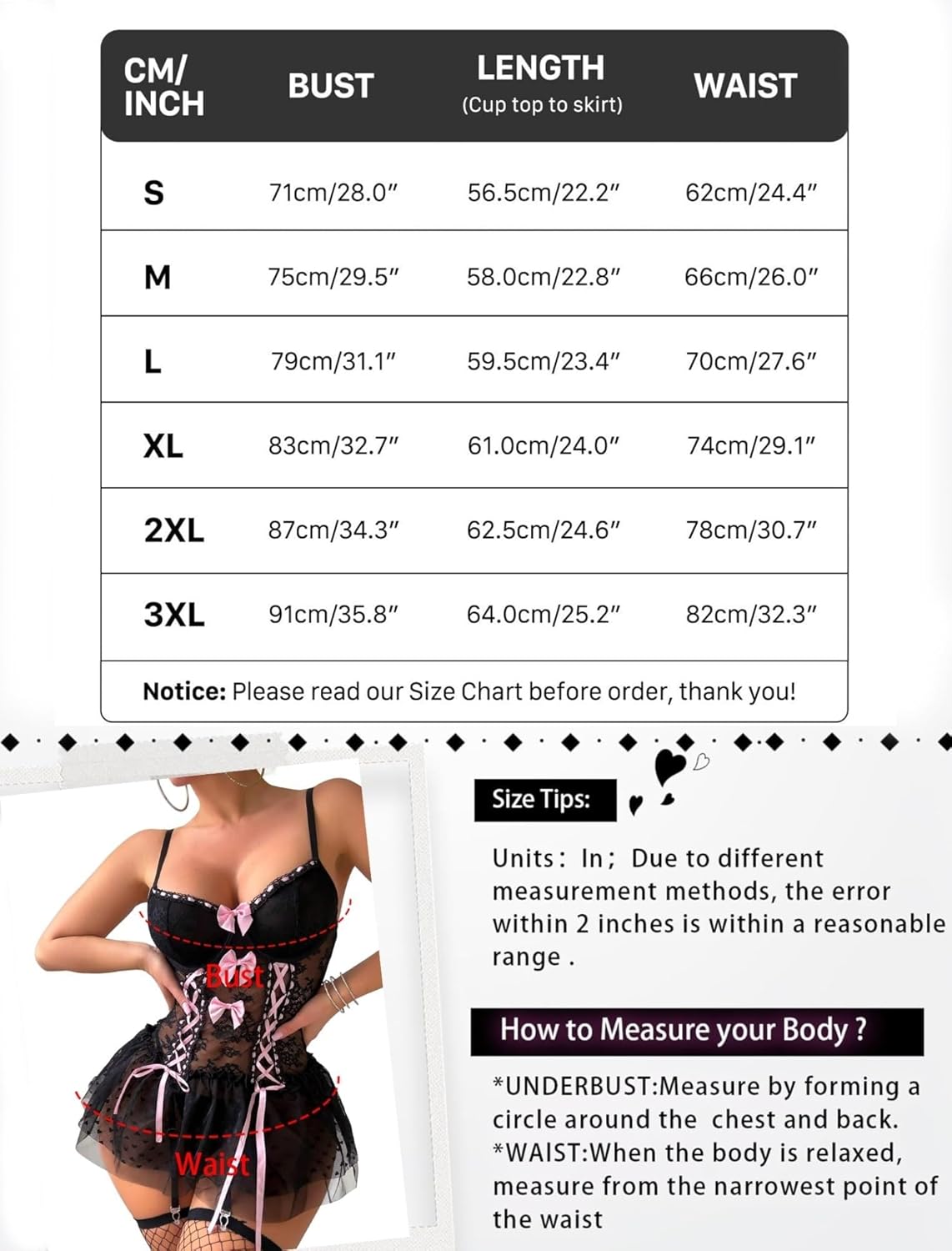 VUUEAN Women's Push-Up Underwire Corset Lingerie Set Lace-Up Tulle Skirt & Mesh Bodysuit Sexy
