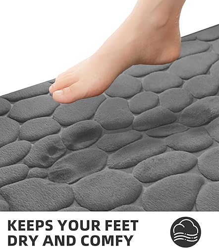 Miniatura 5 de YIHOUSE Alfombra de espuma viscoelástica, tapetes de baño de adoquines, súper absorbentes de agua, lavables a máquina, para pasillo, dormitorio,