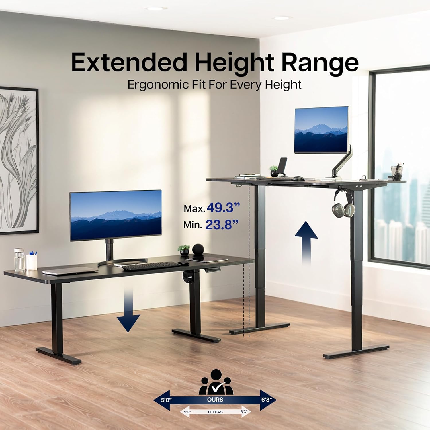 VIVO Electric Stand Up Desk Frame Workstation with Memory Touch Pad, Single Motor Ergonomic Standing Height Adjustable Base, Black, DESK-V102E