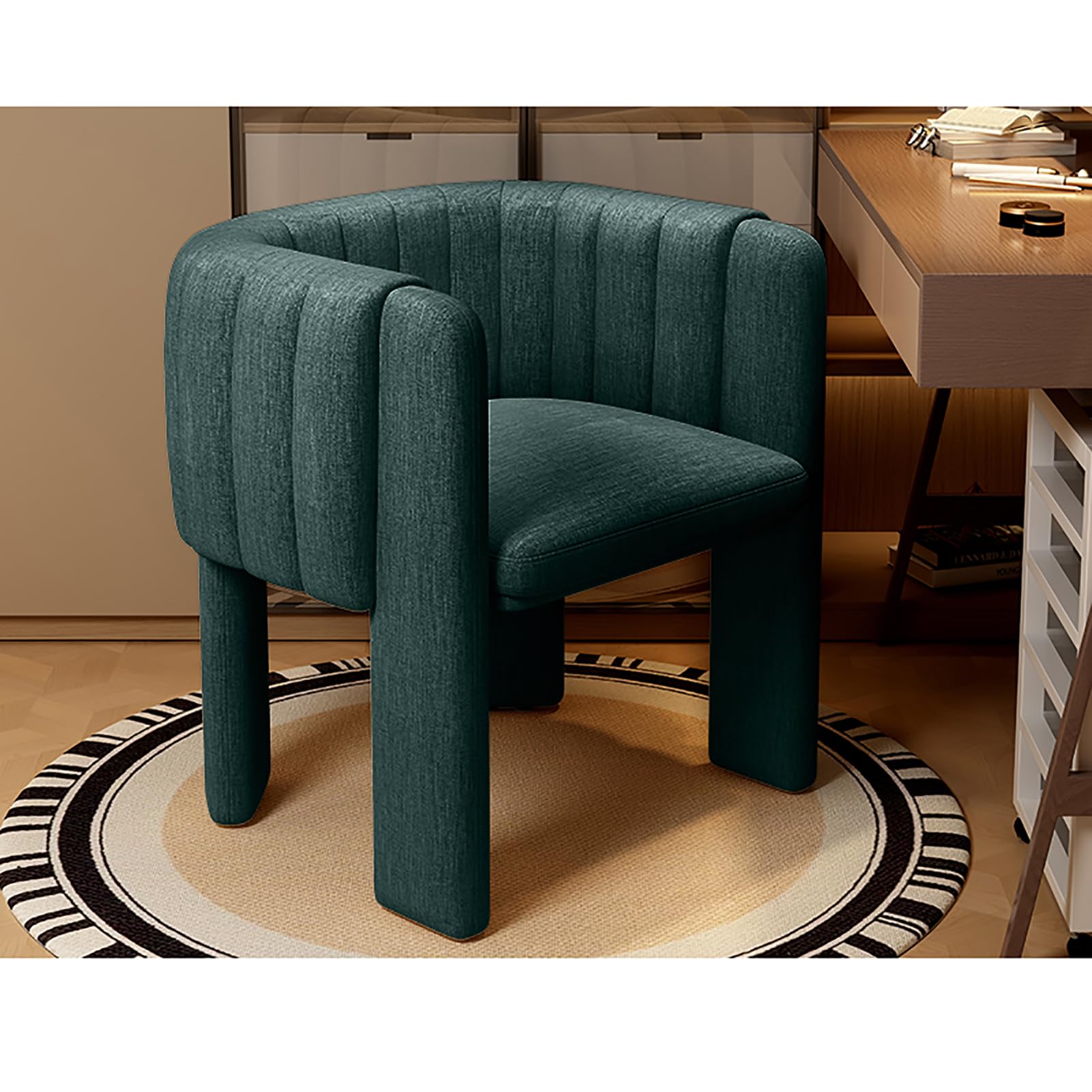 Silla tapizada comoda con respaldo curvado ergonomico para salon