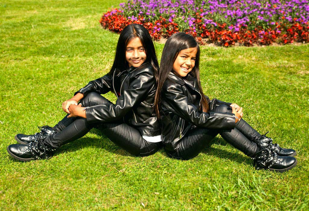 Infinity Leather Chaquetas Para Niños Chaqueta de 100% Cuero de Diseñador Para Niñas Abrigos de Motorista Con Cremallera (1-13 Años)