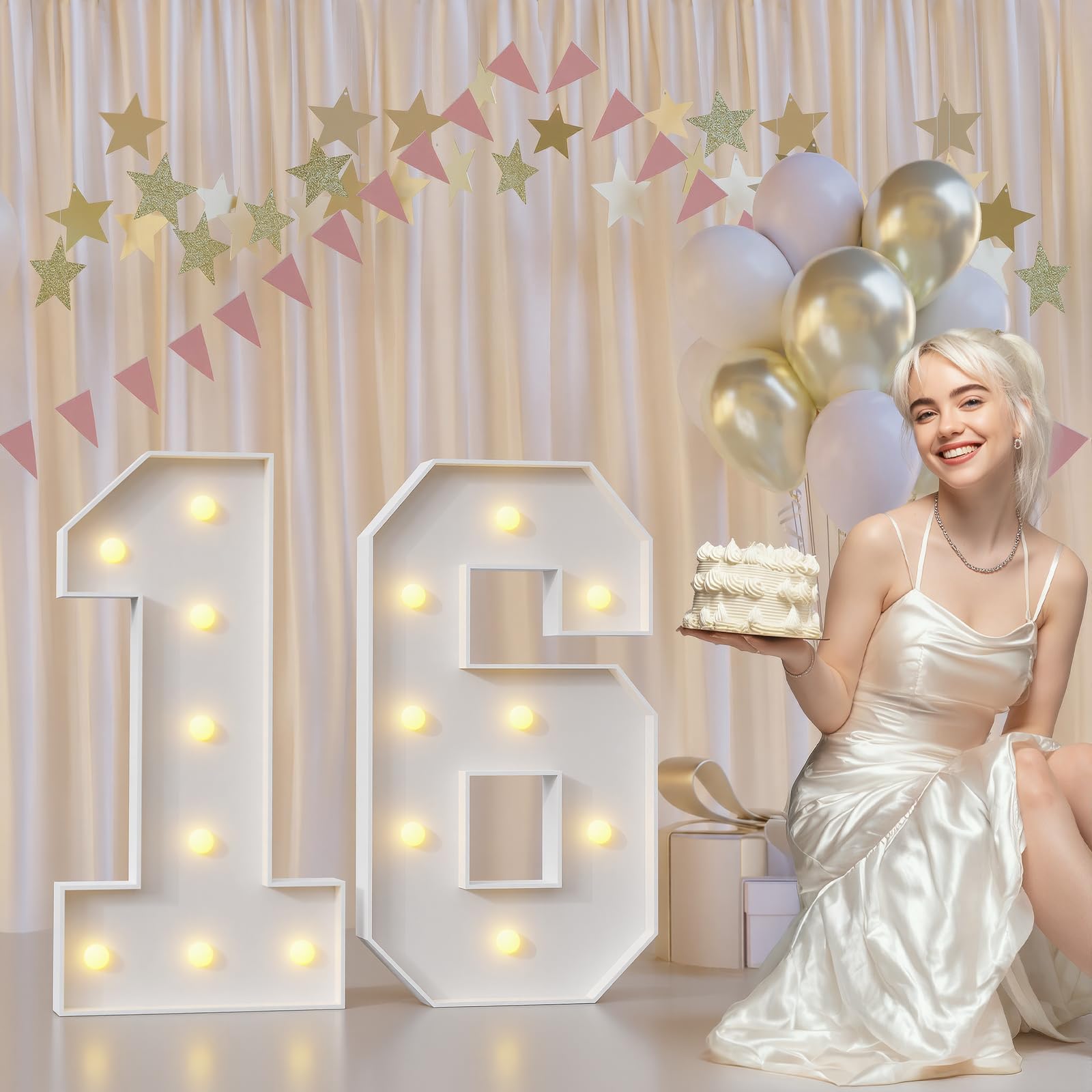 Photo 1 of 16th Birthday Decorations Marquee Numbers, 2.3FT Large Light up Number 16 for Birthday Decorations, Number 16 Light up Numbers for Party Anniversary Decor Sign