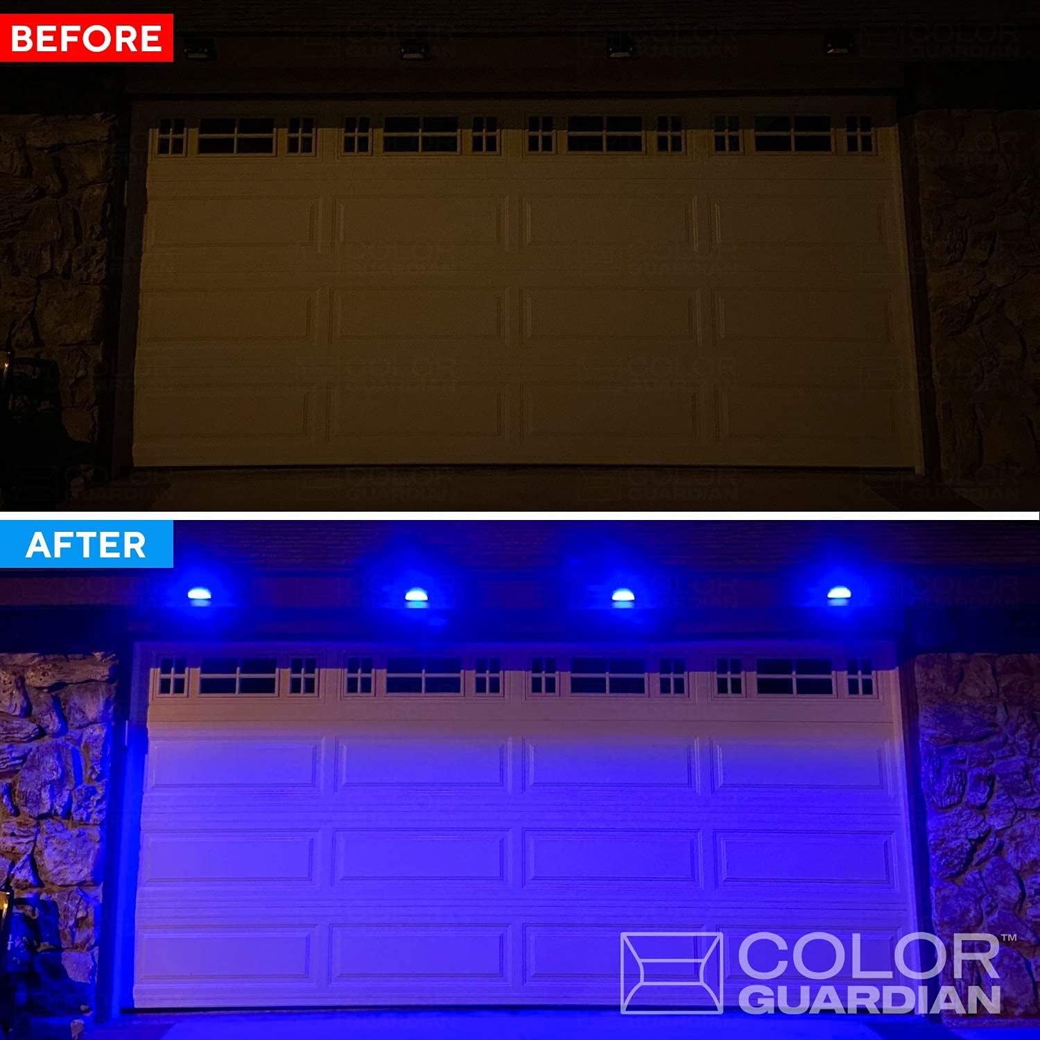 BRIGHTOLOGY Color Guardian (2 Lights) White + Multi-Color Remote-Controlled Motion Sensor Solar Light for Outdoor Walls