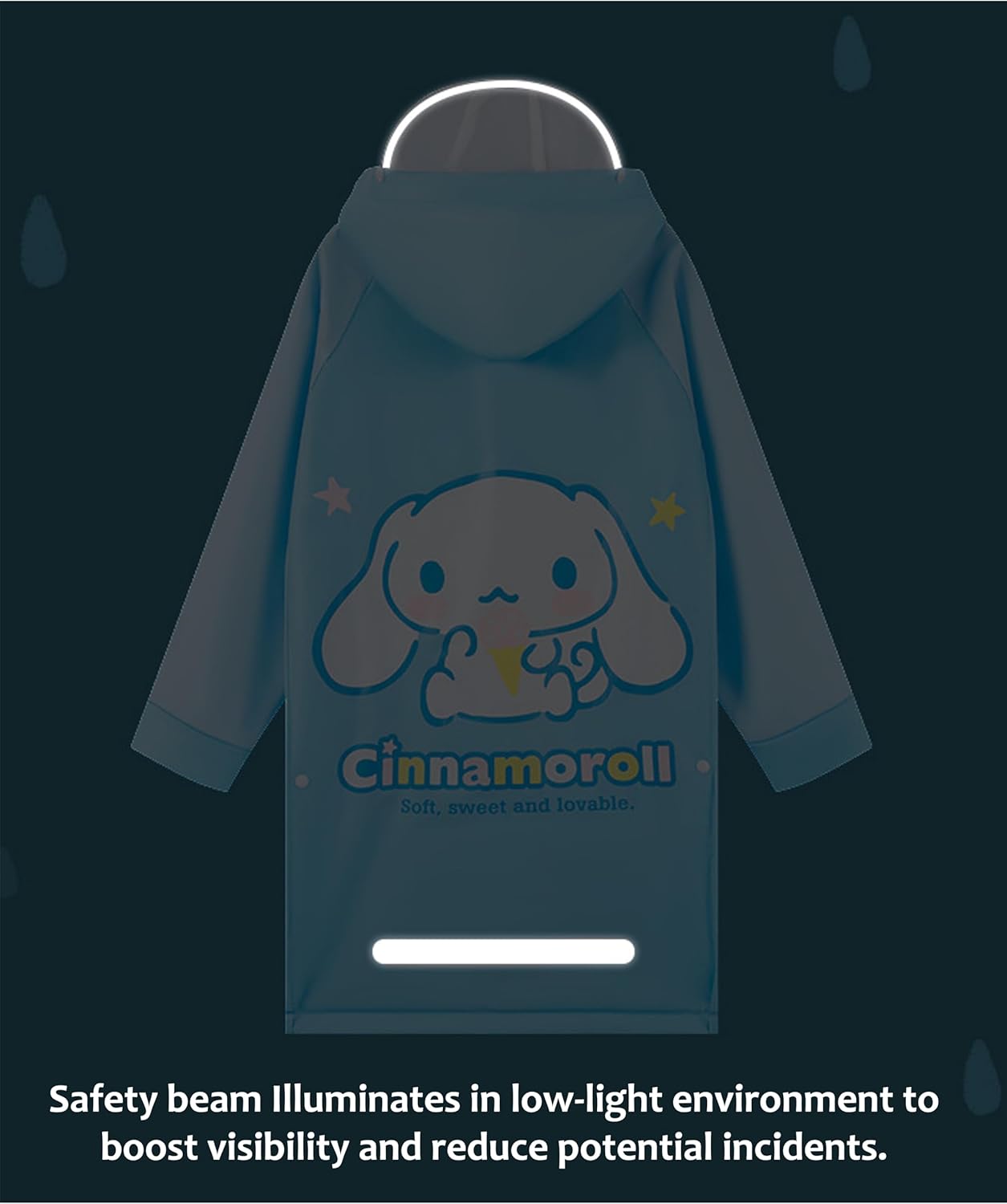 Cinnamoroll Hooded Rain Coat Jacket Poncho Outwear for Girls Boys Kids Children