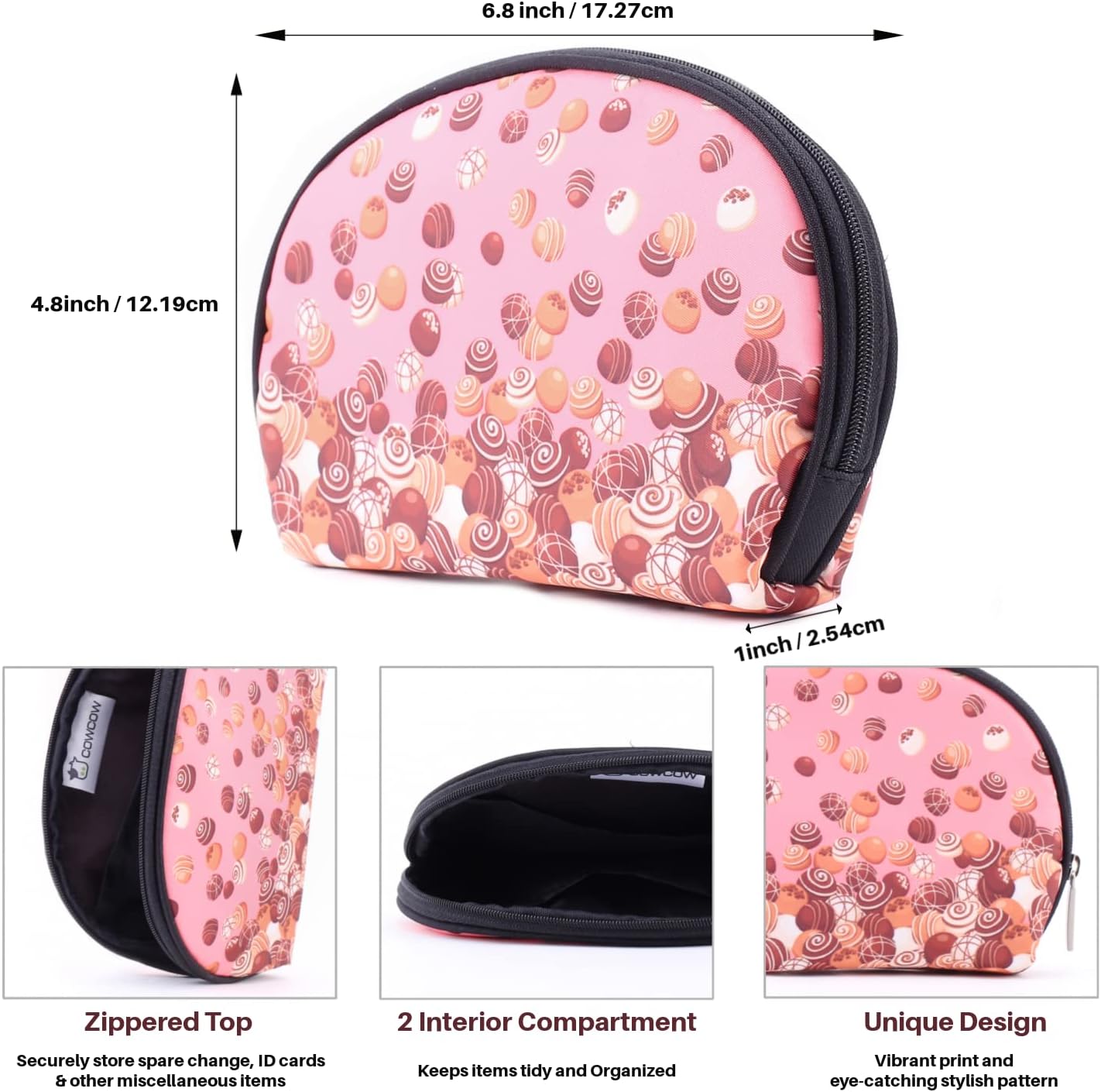 CowCow Womens Makeup Bags Chocolates Fall Coral Candy Accessory Pouch : Grocery & Gourmet Food