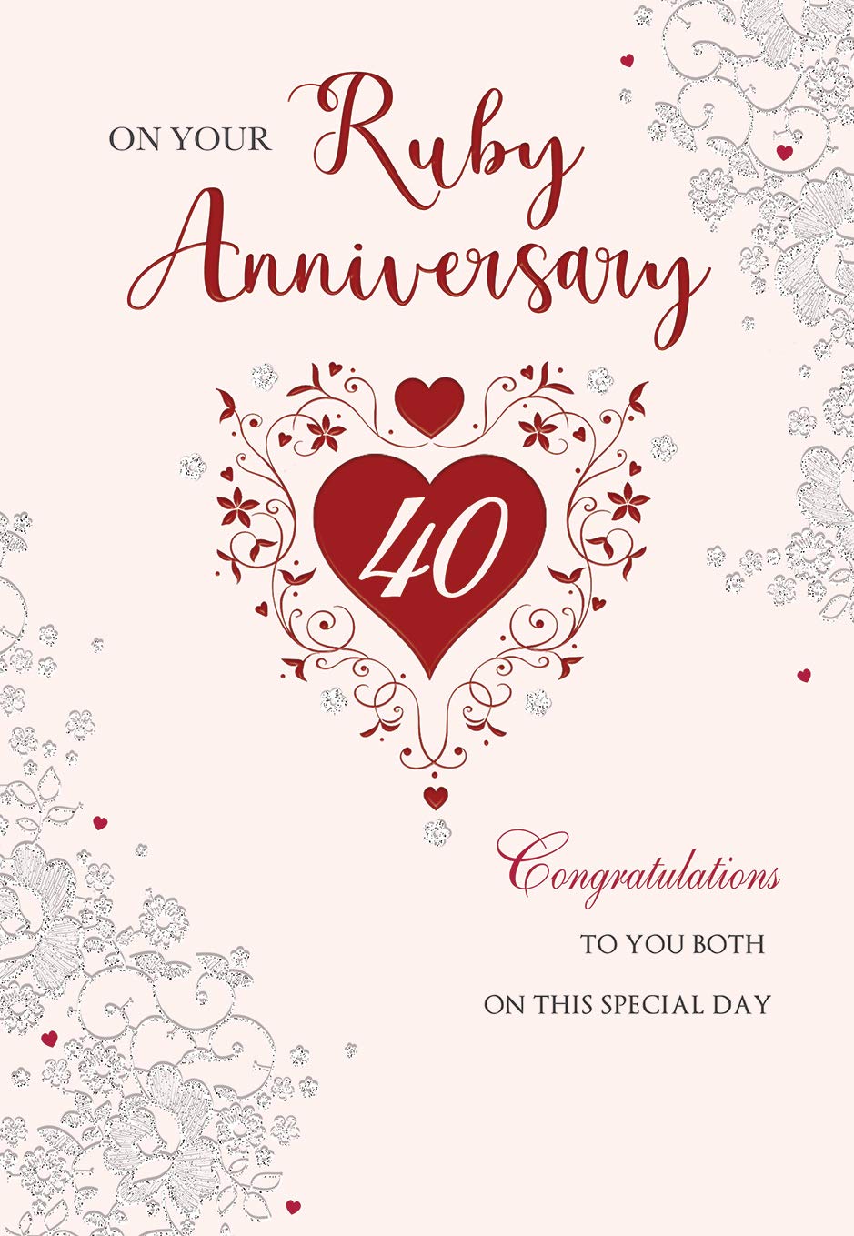 Classic On Your Annivesary Card Ruby 40 Years - 9 x 6 inches - Regal Publishing