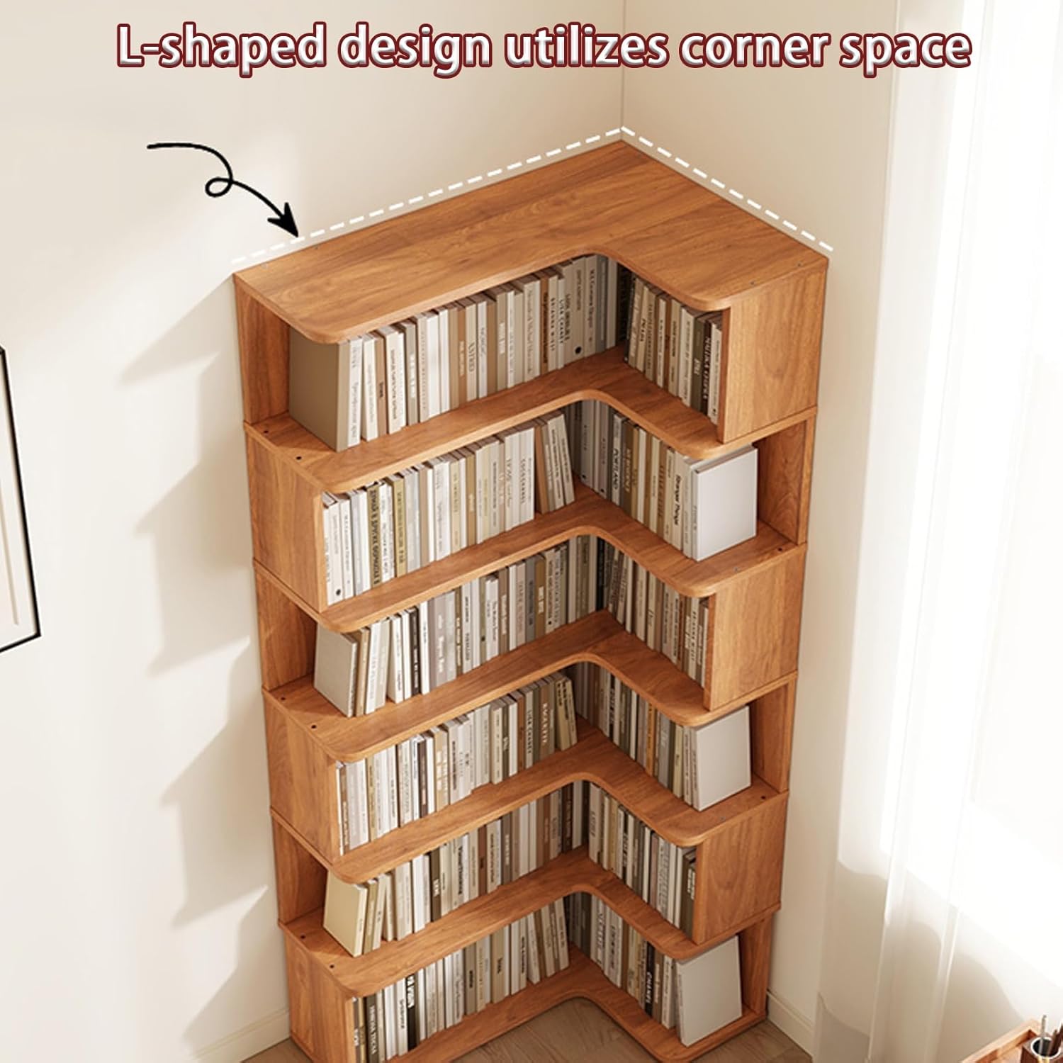 YUGXTH コーナーラック、L 字型コーナー本棚、多層ディスプレイ