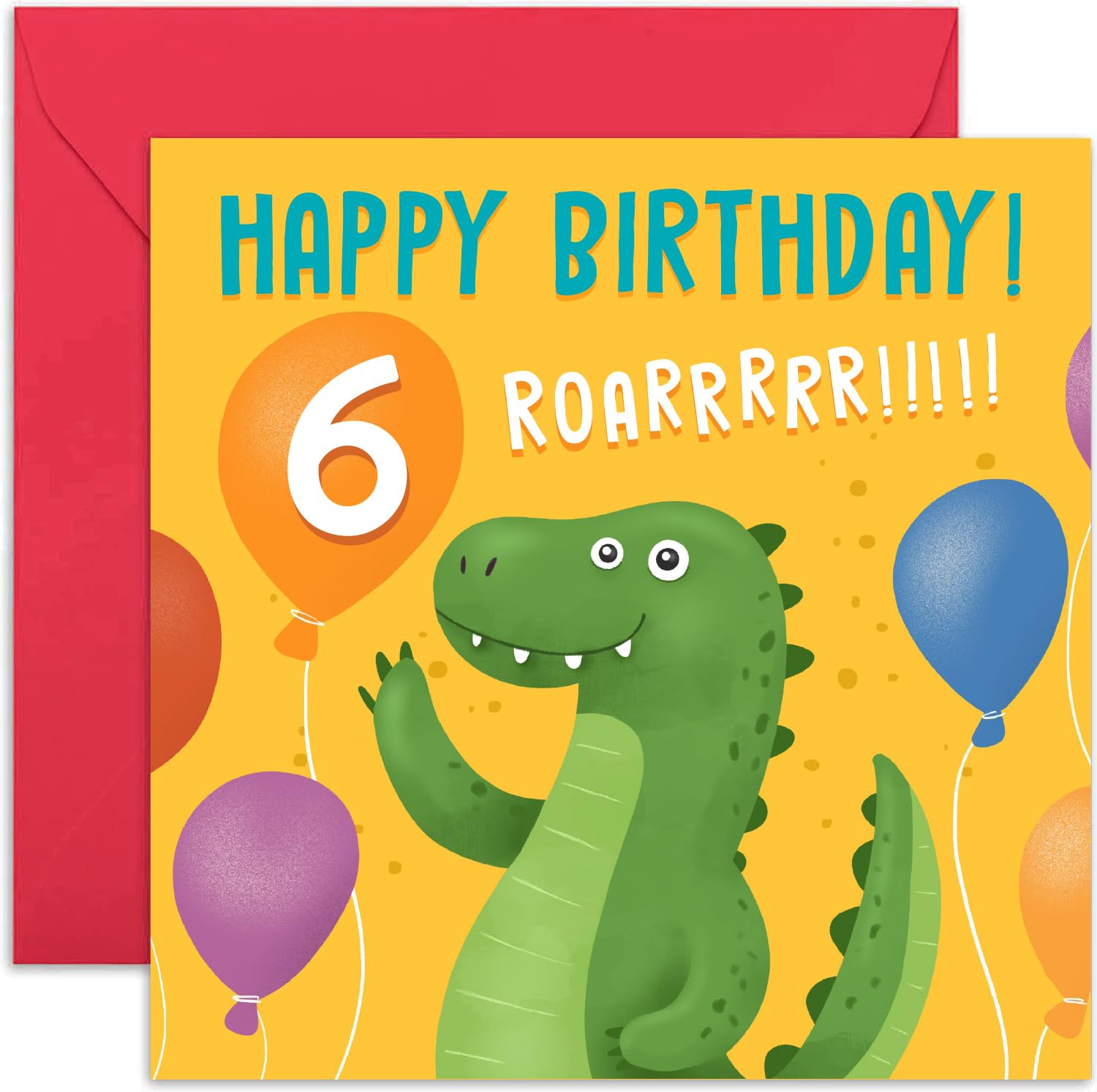Dinosaurier-Geburtstagskarte Für Kinder – T-Rex Design Für Den 5. Geburtstag | Blanko-Innenseite, Mit Umschlag (150x150 Mm)