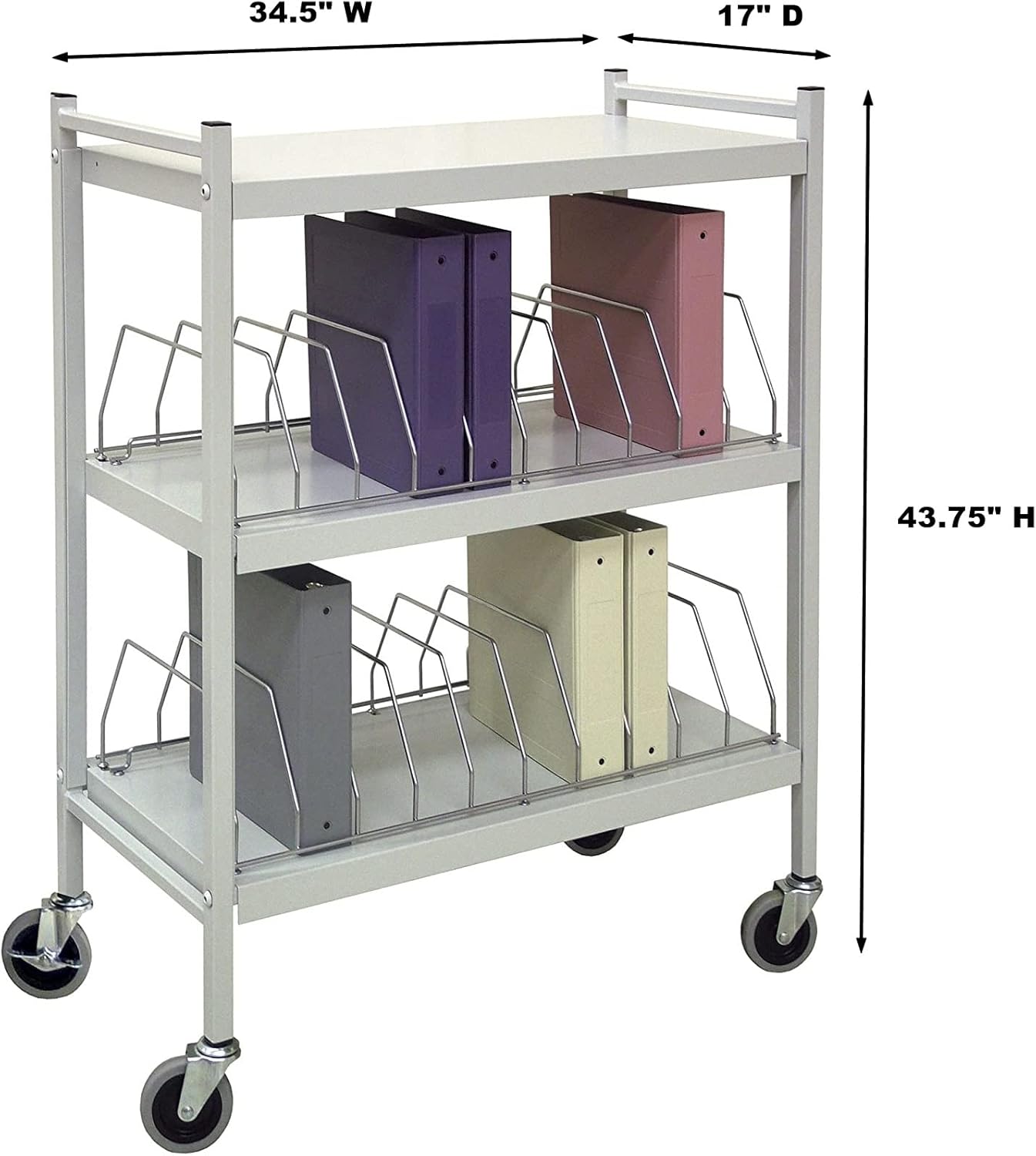 Standard Vertical Open Chart Rack 3 Shelves 20 Binder Capacity (Light Gray)