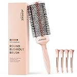 AIMIKE Round Brush for Blow out, Rose Luxe Extra-Long Round Hair Brush Ionic & Nano Thermal Ceramic Tech, for Blow Drying & Styling Volumizing Thick Long Hair, with 4 Clips (Barrel 2.1, Bristle 3)