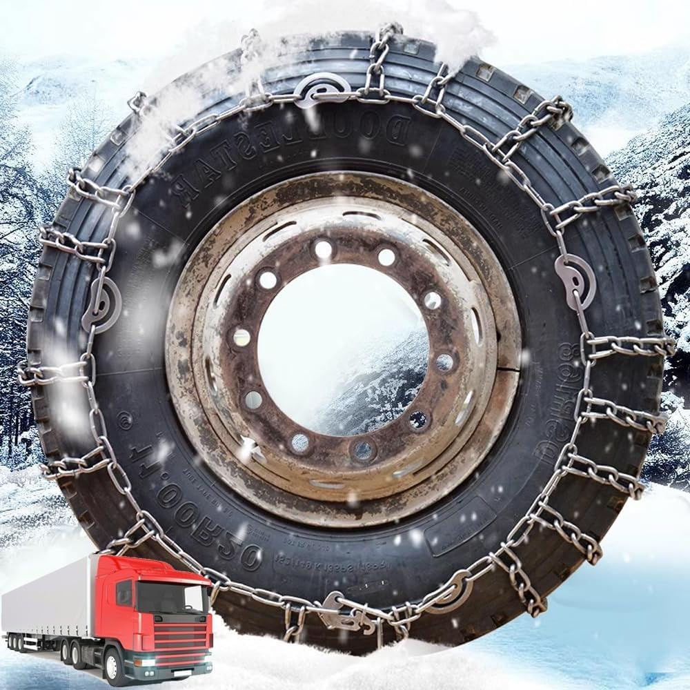 Set of 2 9mm Snow Chains for Trucks & SUV – Reinforced Anti-Skid Chains –Easy On and Off for Ice Snow and Mud 10.00-20 2pcs 10.00-20