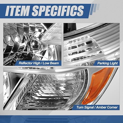Miniatura 3 de Conjunto de faros delanteros estilo fábrica compatible con Toyota Highlander XU40 2008-2010, lado del conductor y del pasajero, carcasa cromada