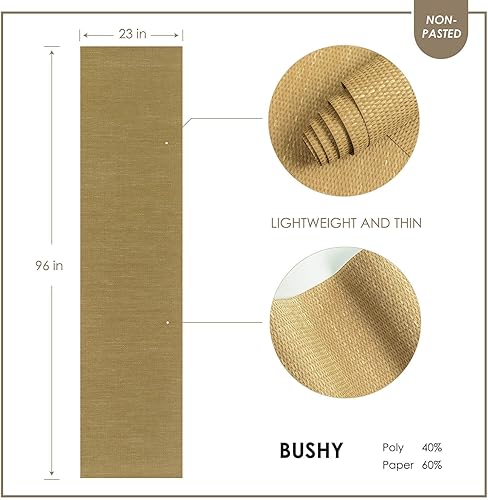 Miniatura 6 de GoDear Design Papel tapiz sintético tejido natural para remodelación del hogar y proyectos de bricolaje, tela texturizada de bambú sintético para