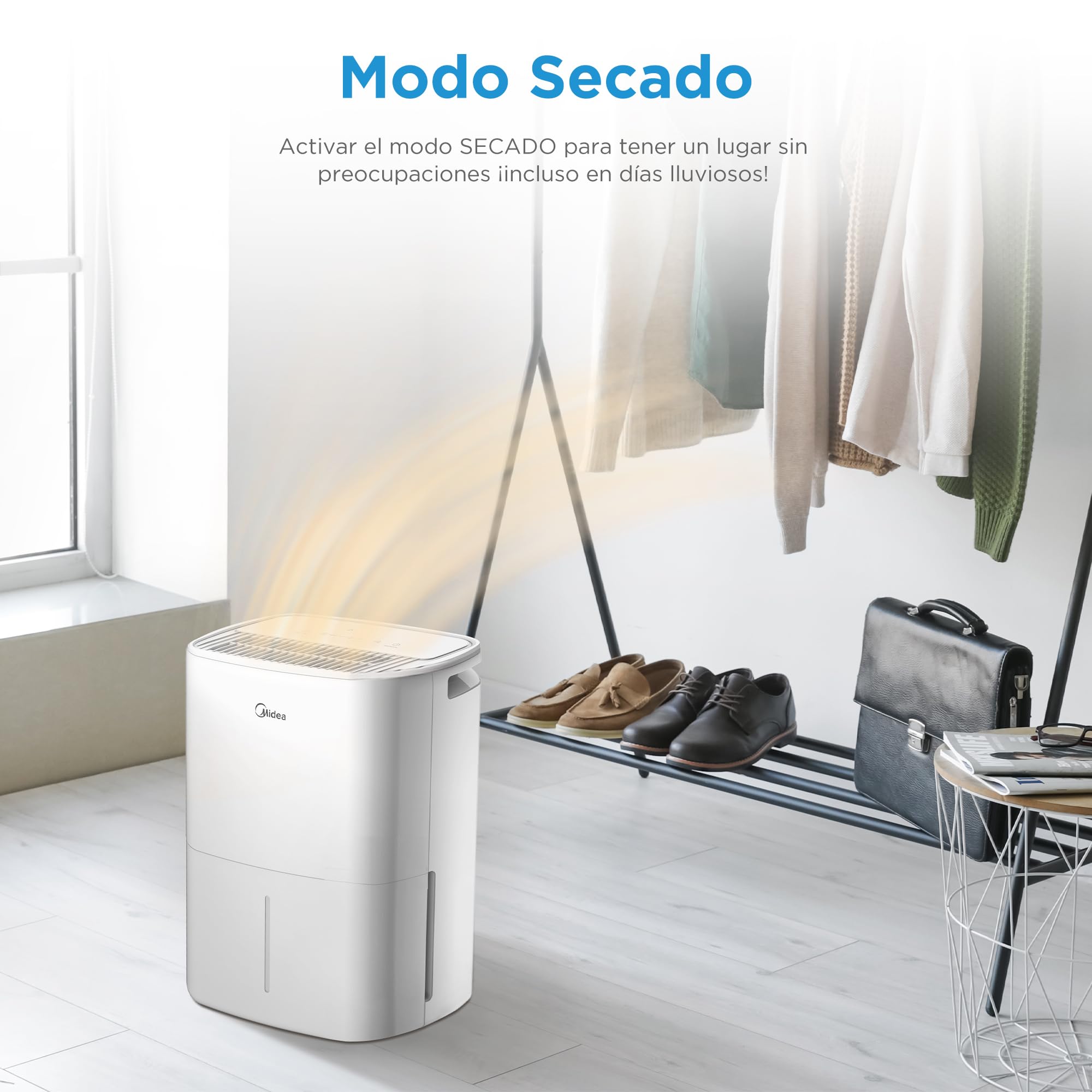 MIDEA Deumidificatore Silenzioso 20L - Per Ambienti Fino A 50m²/100m³, Serbatoio Estraibile, Basso Consumo, R290