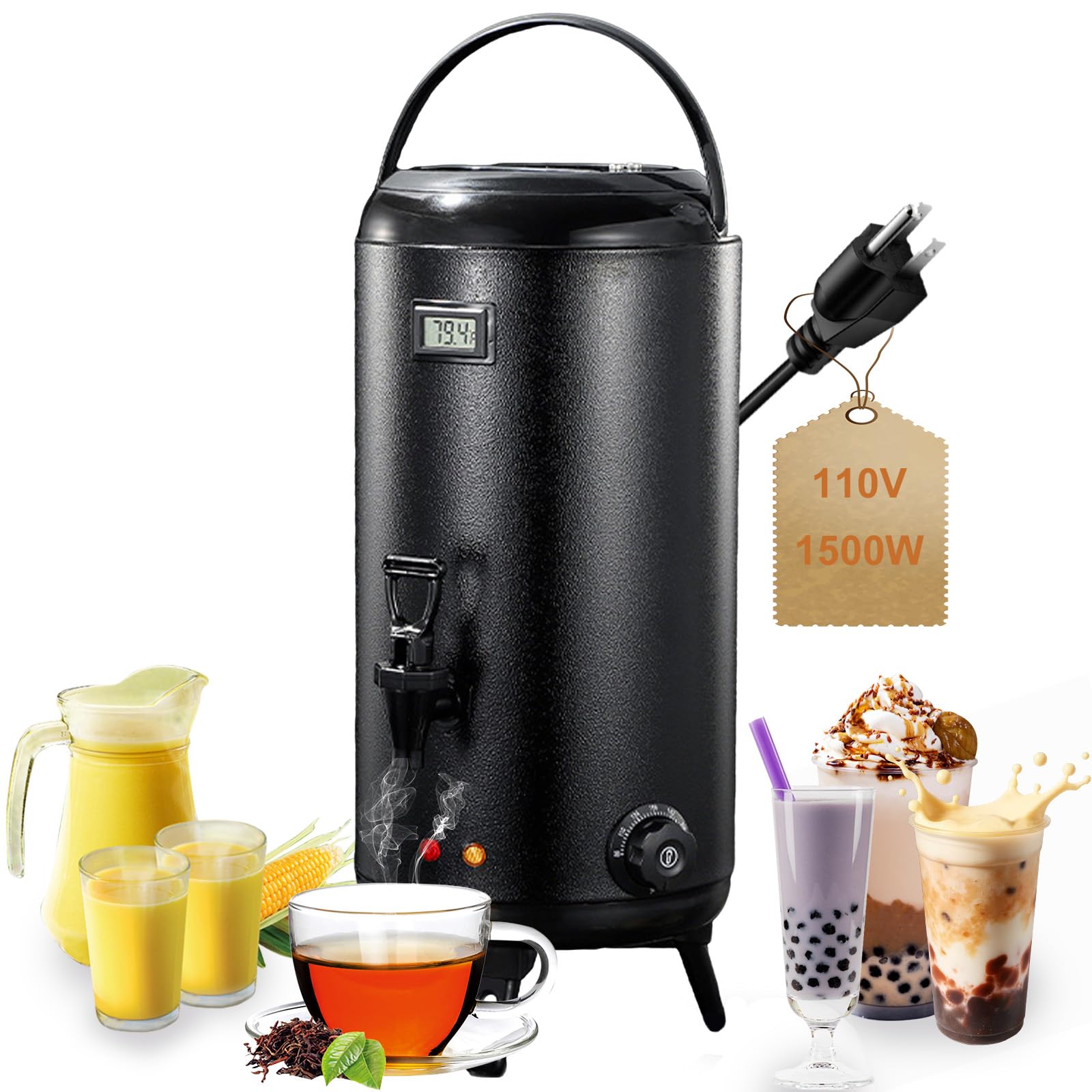 Photo 1 of 12L/3.2Gal Insulated Beverage Dispenser with Heating, 75 Cup Thermal Beverage Dispensers with Spigot, Electric Heating Stainless Steel Hot and Cold Drink Water Urn for Coffee Milk Tea Juice