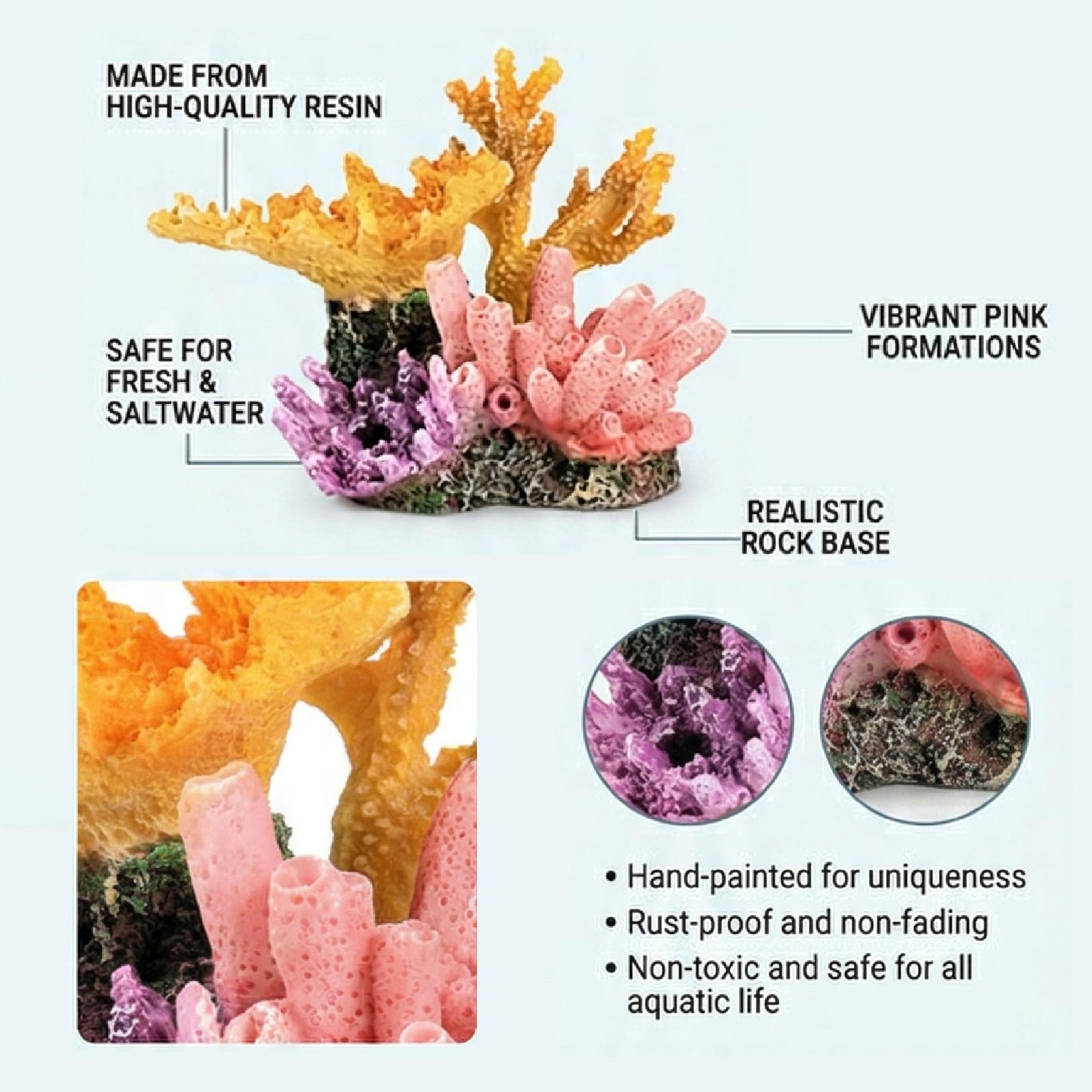 Ornements de Récifs Coralliens Artificiels, Décoration en Résine pour Aquarium, Ornements pour Aménagement Paysager Aquatique Décoration Micro Modèle pour Petits Fish Tanks