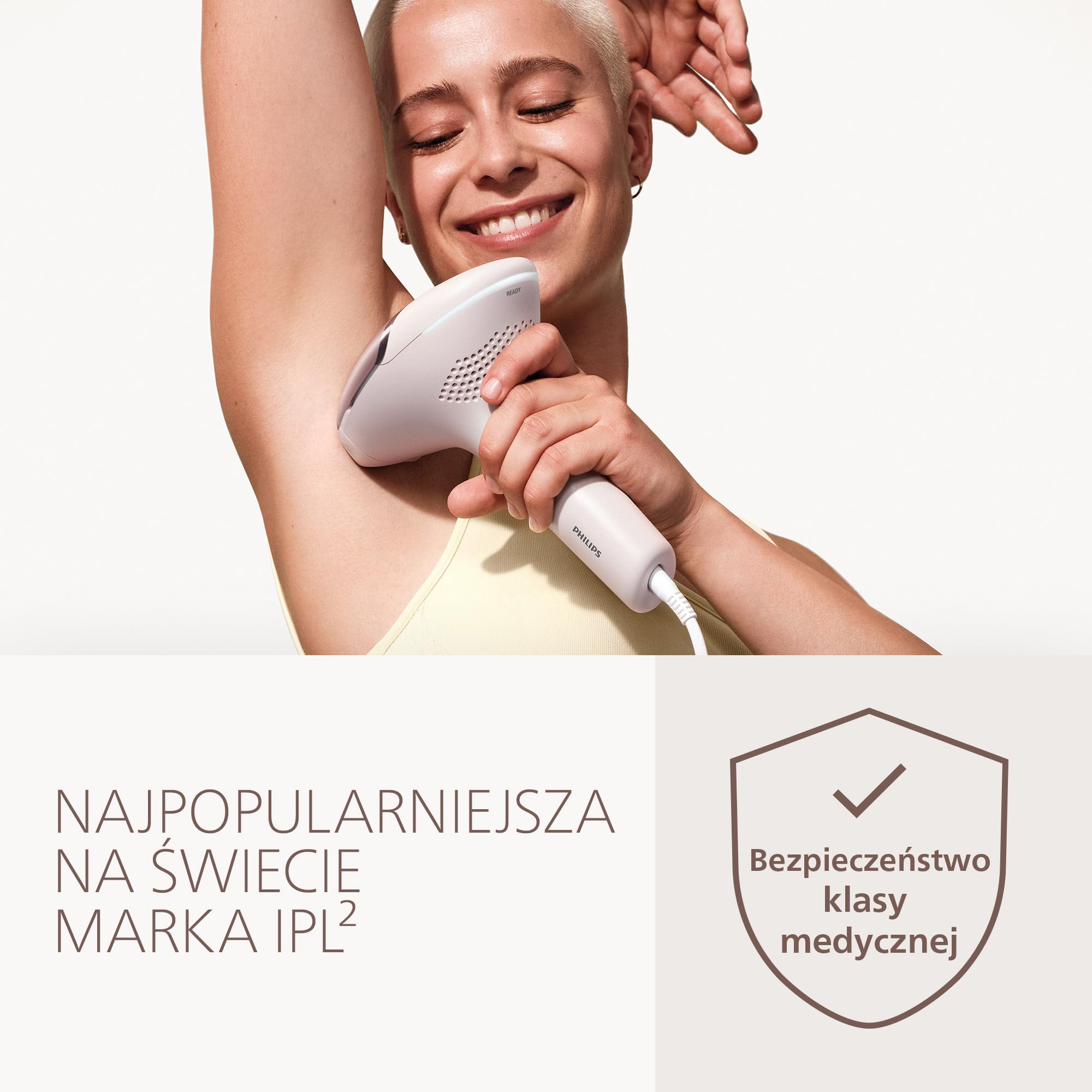 Philips Lumea 9000 IPL – urządzenie do depilacji światłem: długotrwałe efekty, łatwość domowego użytkowania, bezpieczeństwo klasy medycznej, 4 nasadki do ciała, twarzy, okolic bikini i pach BRI981/00