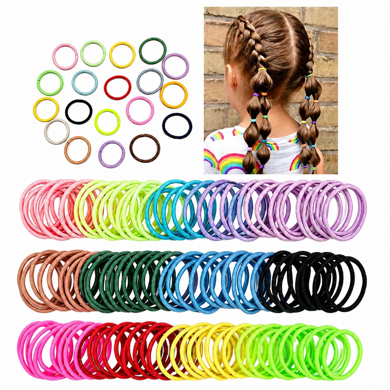 400PCS Toddler Hair Bands, 40 Colours Toddler Hair Accessories Soft Baby Hair Ties Colorful Small Elastic Bands Kids Accessories for Girls Infants Kids