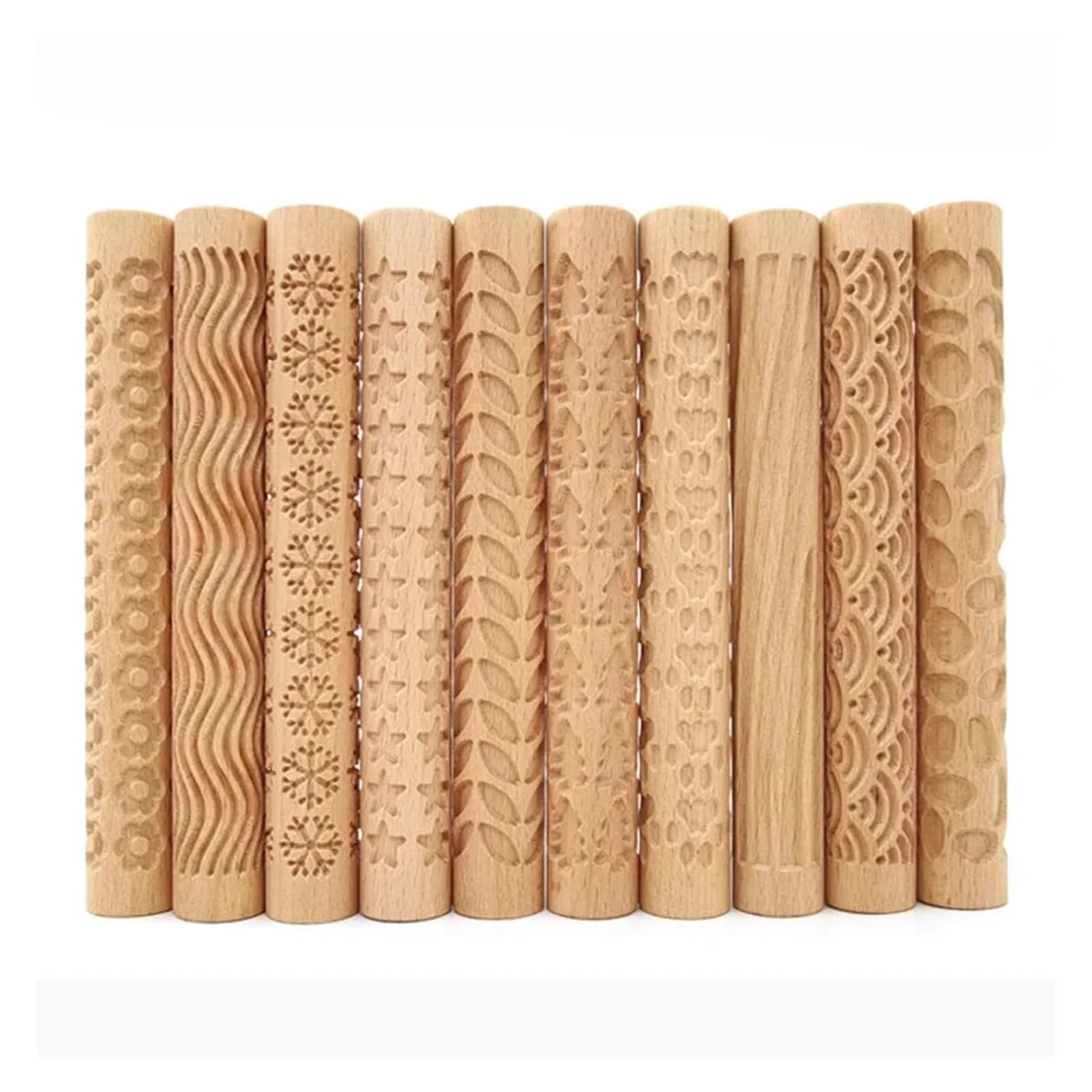 Rodillo de Madera Dura, Herramienta for Arcilla, Textura de Madera, Rodillo prensado con Barro, patrón, Varilla, Rodillo, Rodillo para Masa Madera(Color 8)
