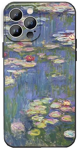 MURLEBAY Funda compatible con iPhone 14 Pro, diseño de lirios de agua por Claude Monet Art para hombres y mujeres, bonita flor floral delgada a