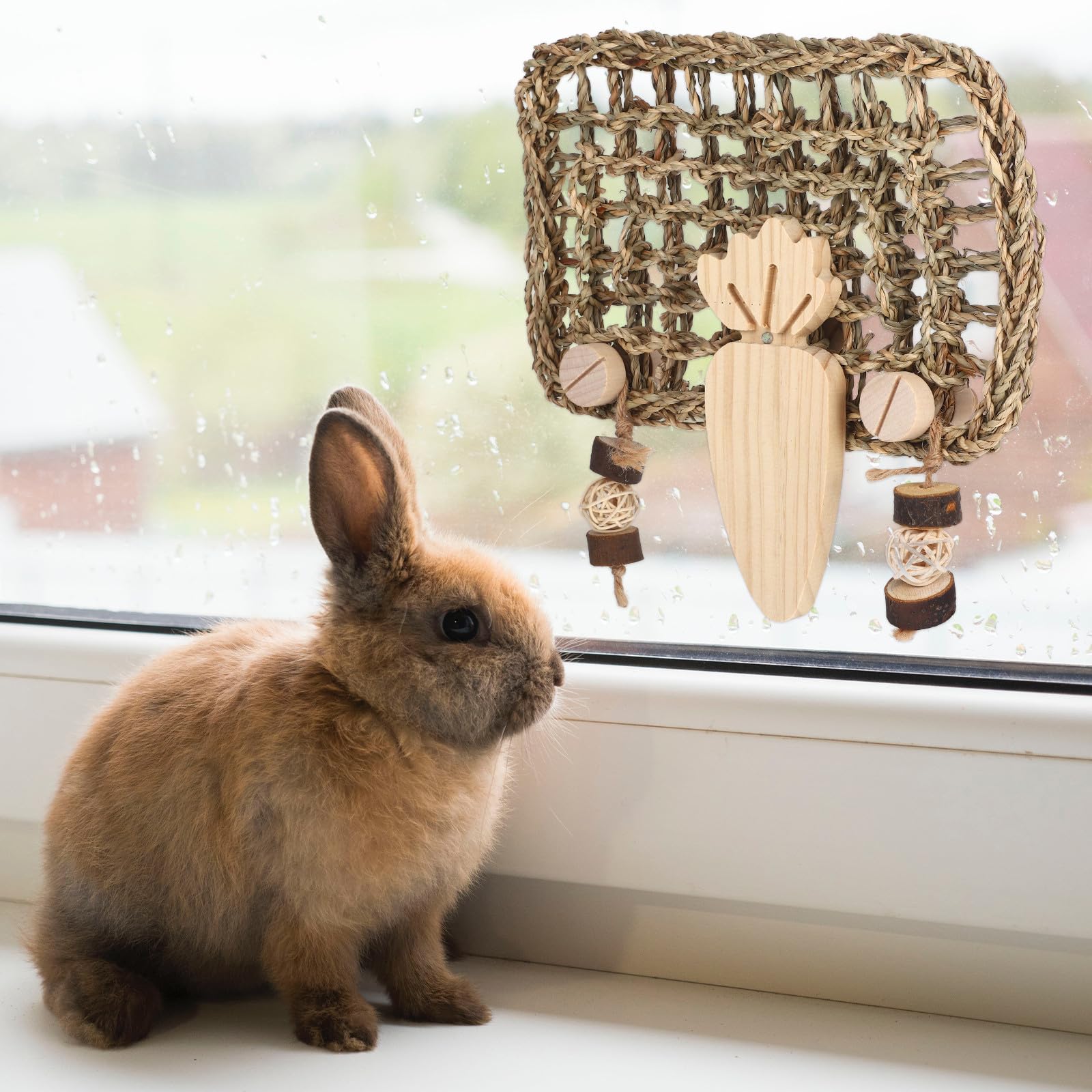 Tapis en Paille Tressée Fait Main pour Lapins et Cochons d'Inde, Robuste et Confortable, Accessoire pour Fond de Cage et Jouet à Mâcher Naturel